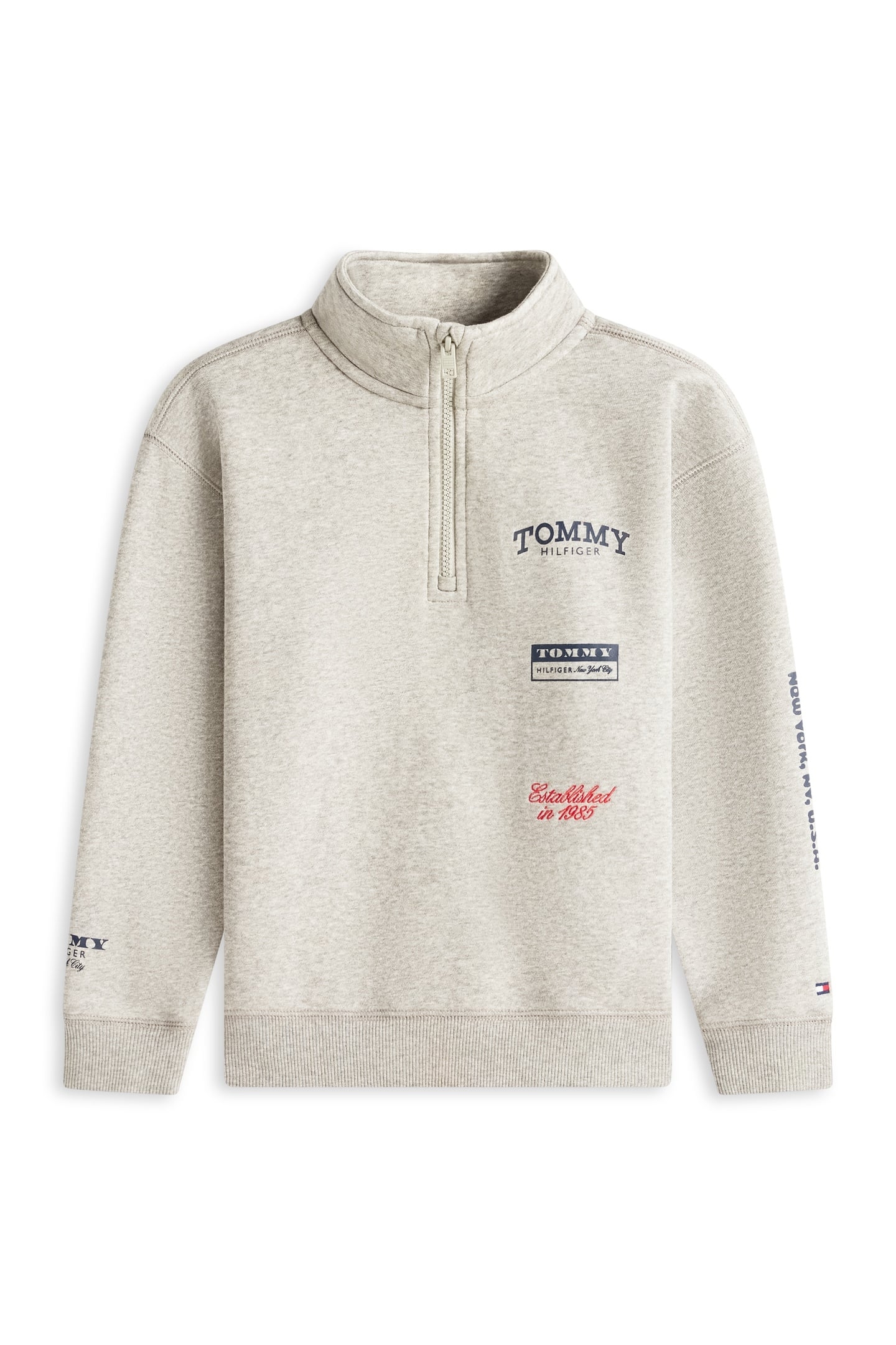 BOYS MULTI PRINT HALF ZIP MID GREY HEATHER 5