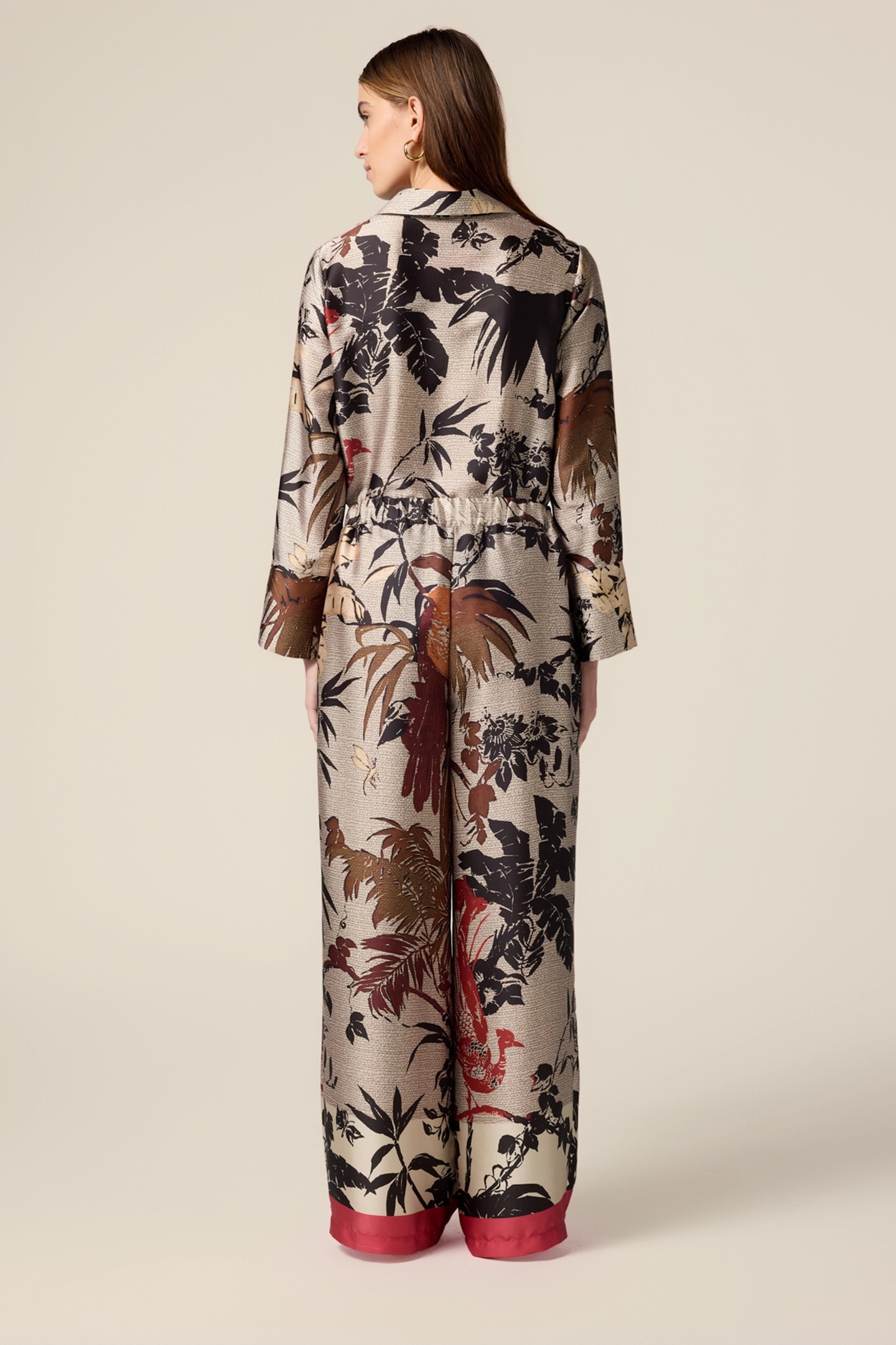 PATTERNED SATIN PALAZZO PANTS BEIGE 2