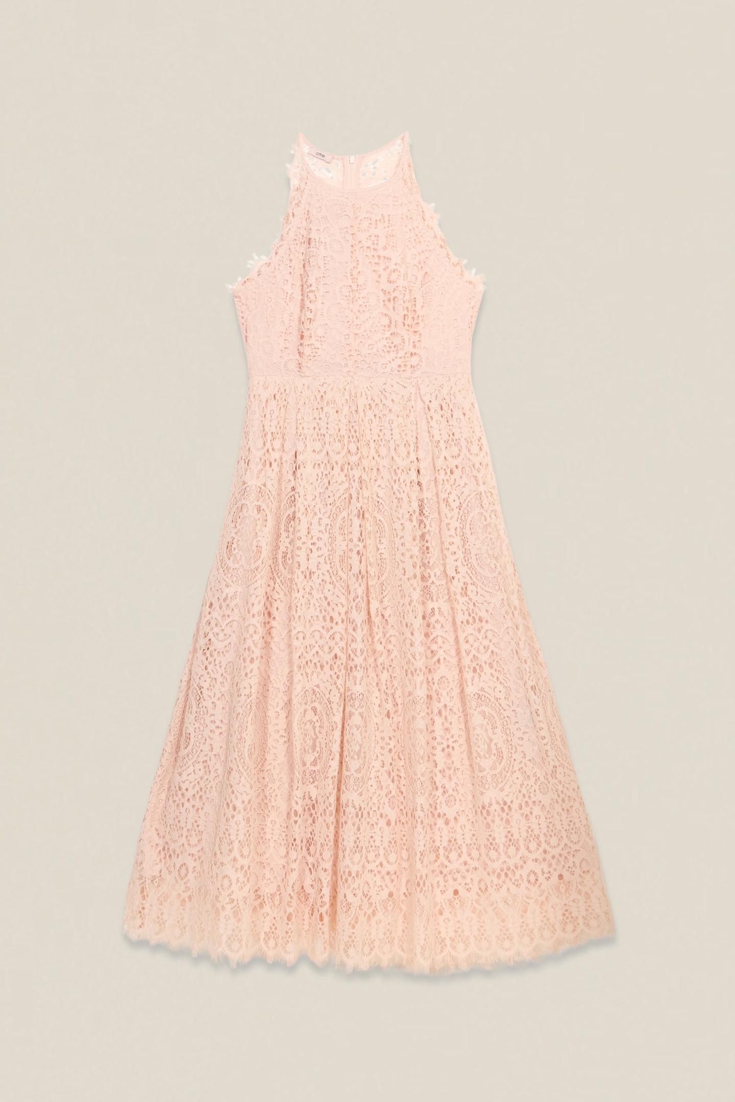 COTTON BLEND LACE MIDI DRESS PINK 5