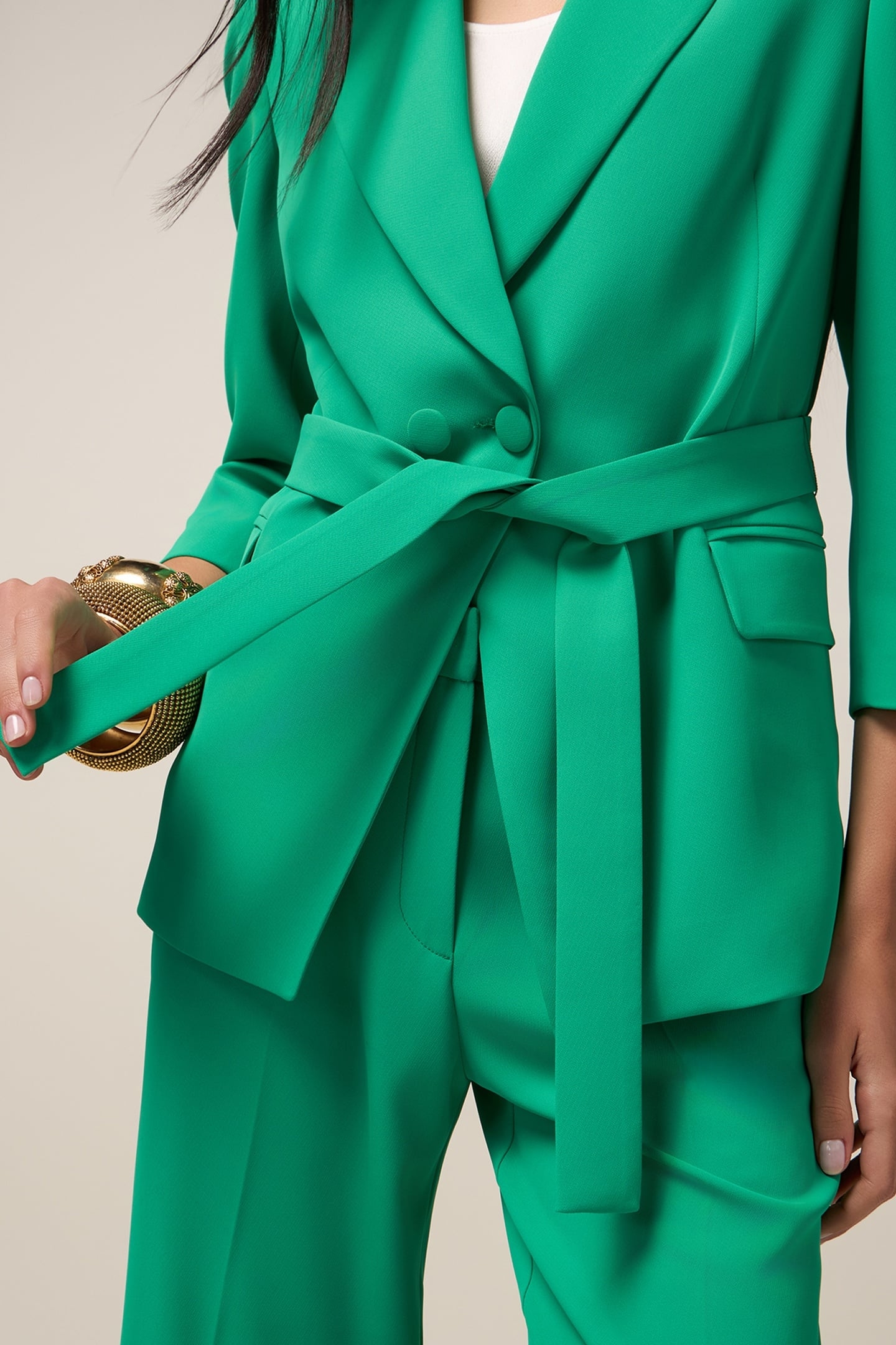 DOUBLE-BREASTED BLAZER WITH SASH GREEN 4