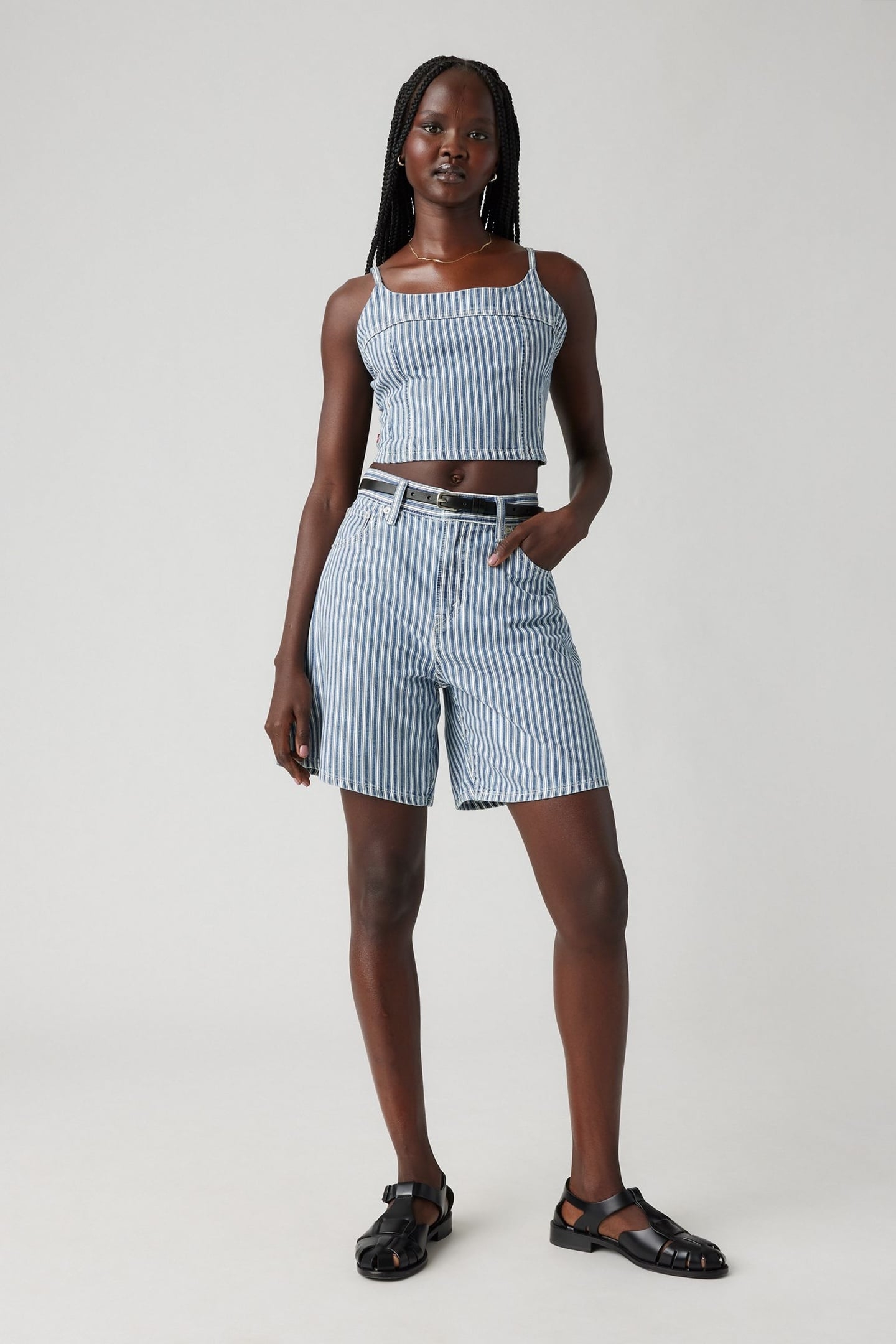 HIGH RISE BAGGY SHORTS BLUE 2