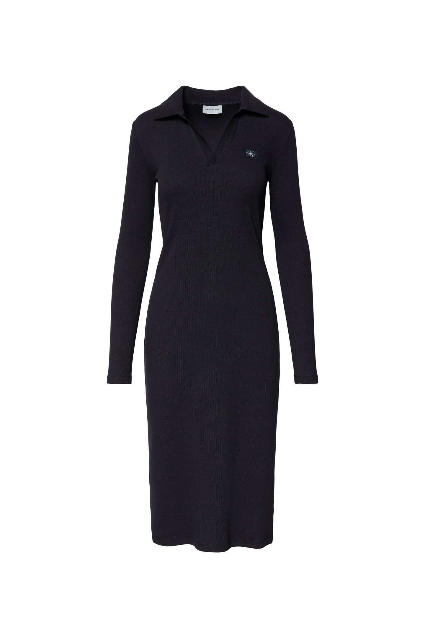 LS WOVEN LABEL JOHNNY COLLAR MIDI DRESS BLACK 5