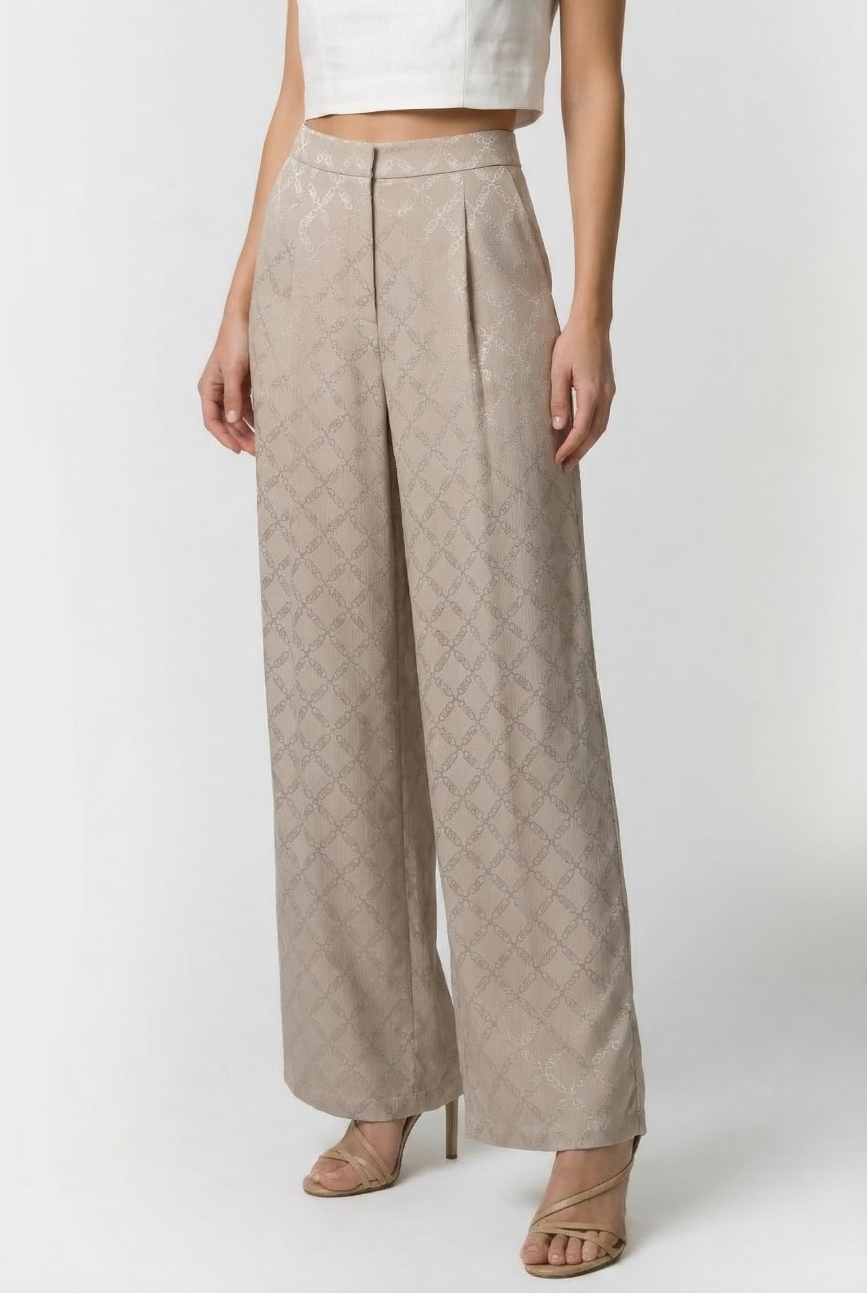 LOGO WIDE LEG PANTS DUNE 1