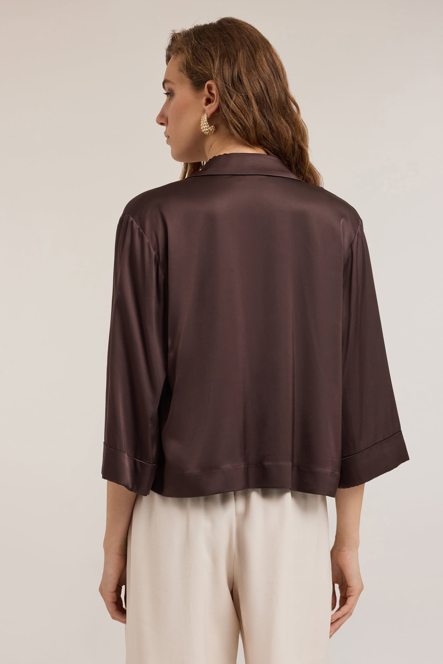 STRETCH SATIN DECONSTRUCTED JACKET BROWN 3