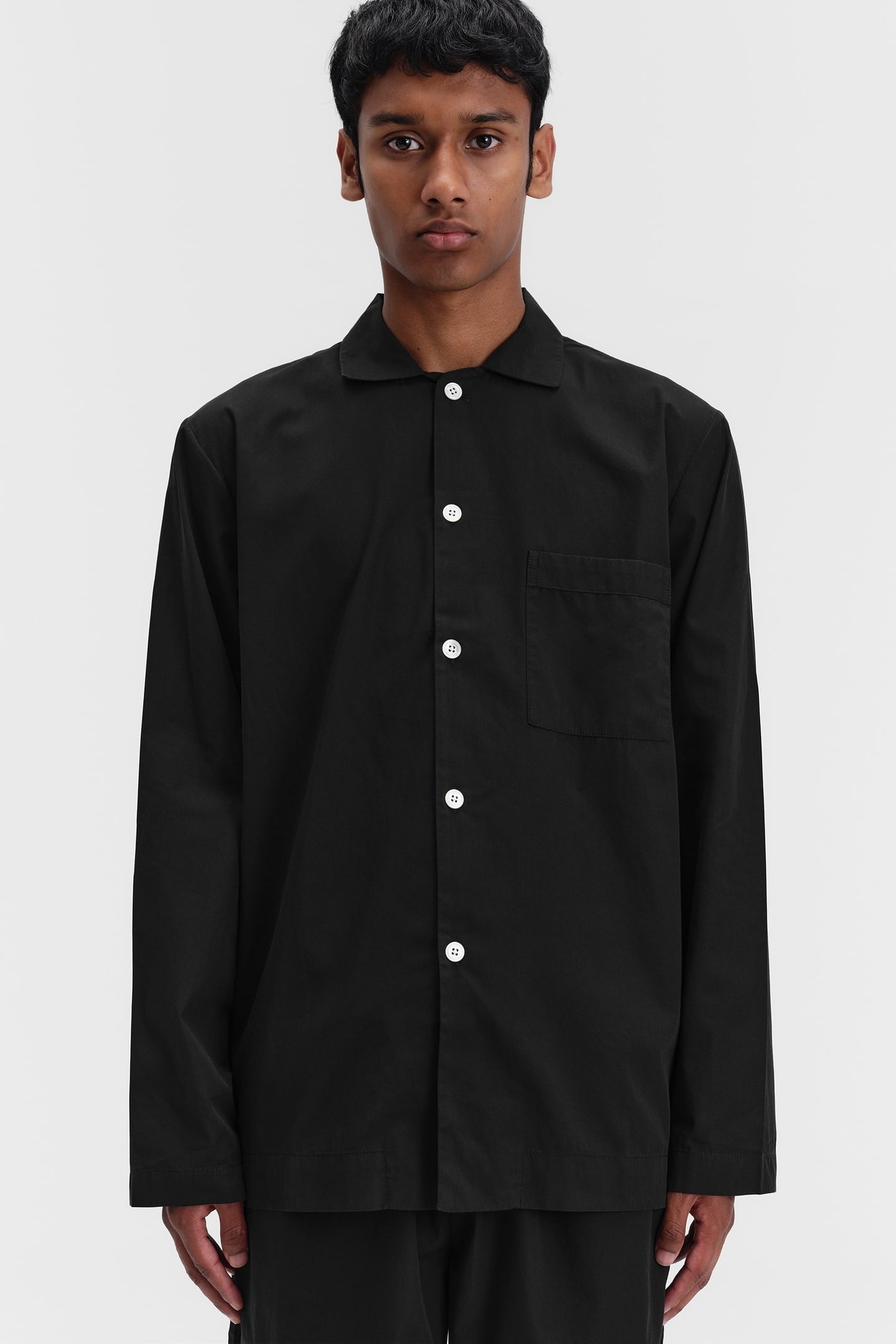 UNISEX POPLIN, PYJAMAS SHIRT ALL BLACK 1
