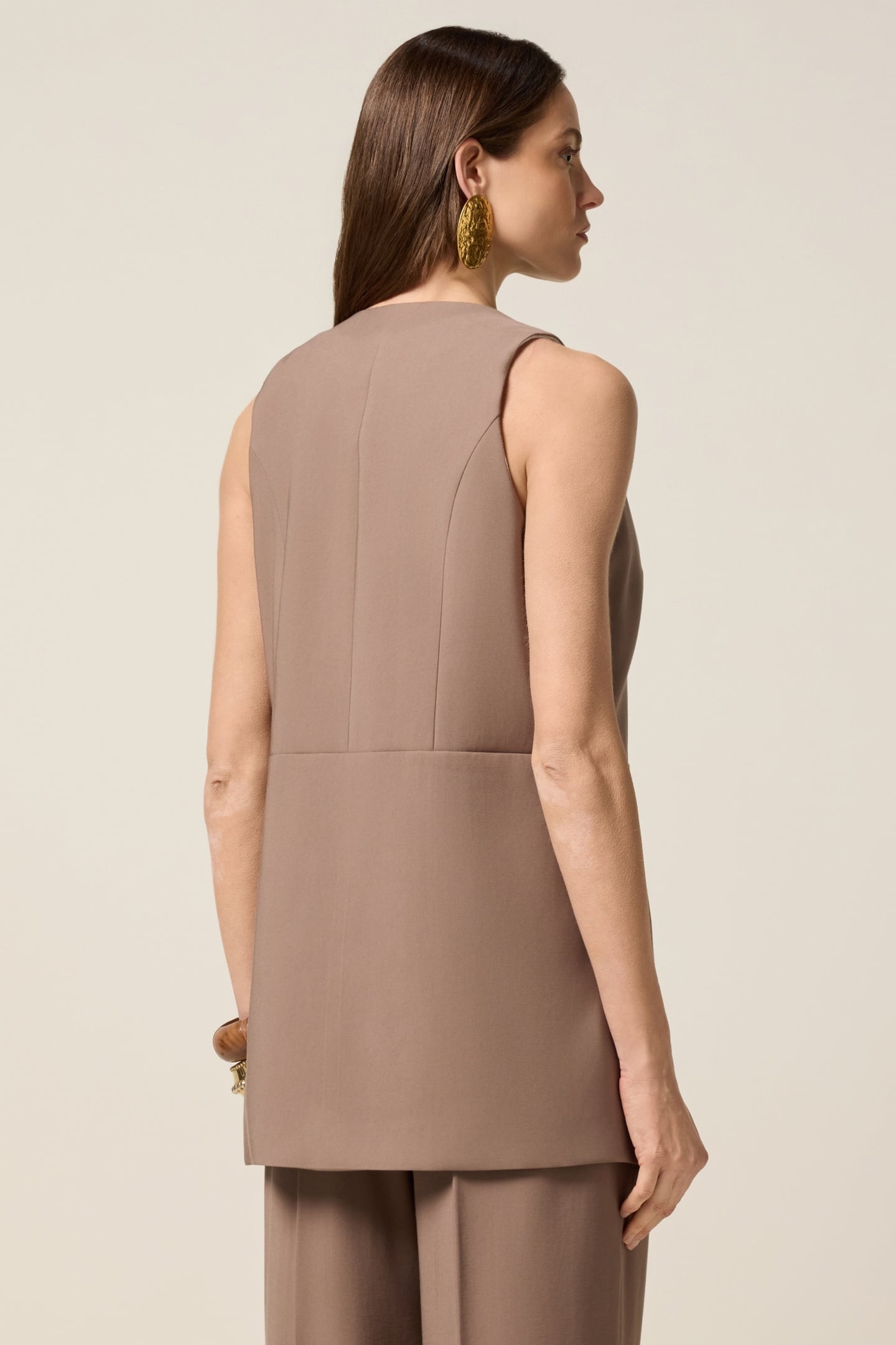 VEST IN VISCOSE BLEND FABRIC BROWN 3