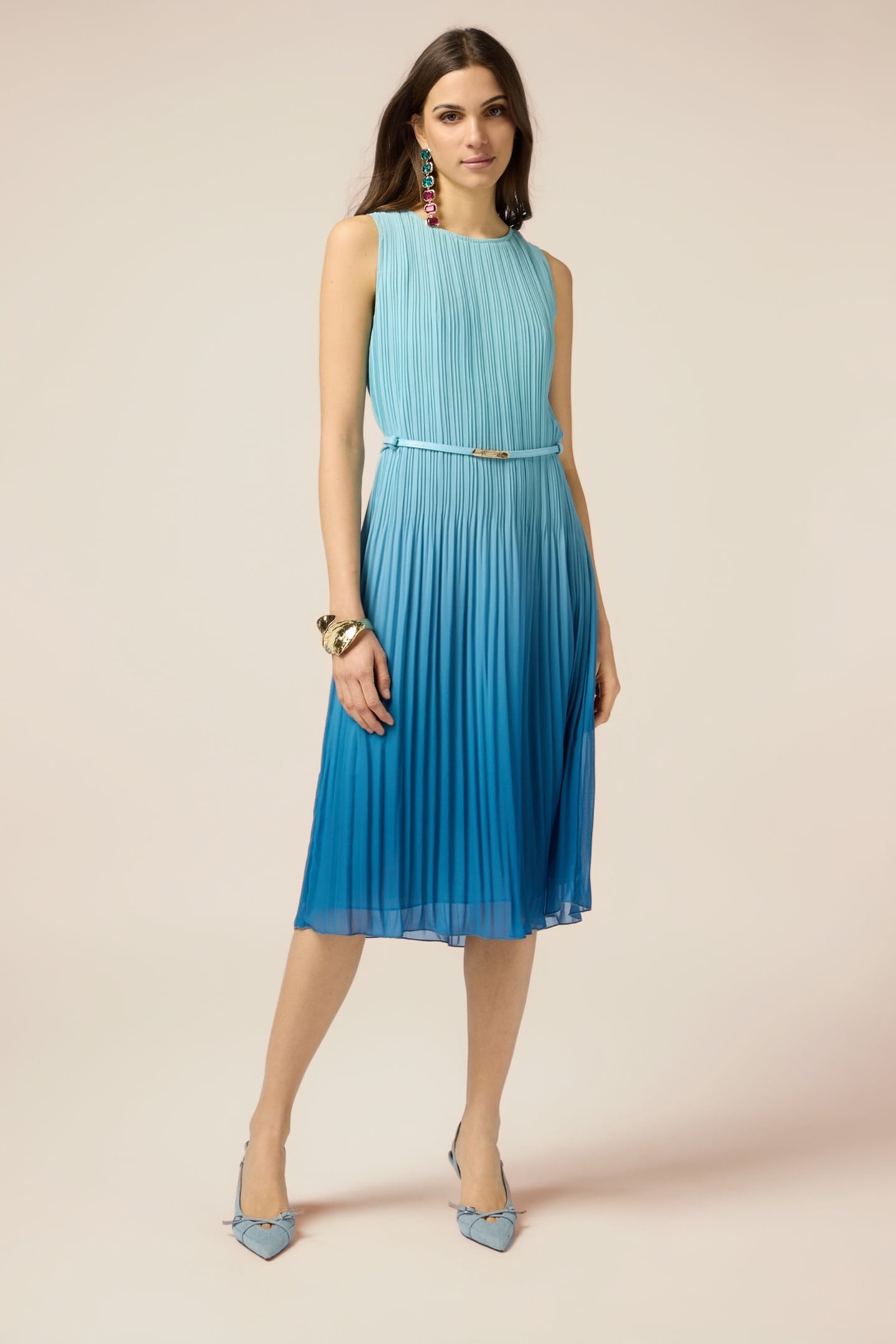 OMBRE PLEATED MIDI DRESS LIGHT BLUE 3