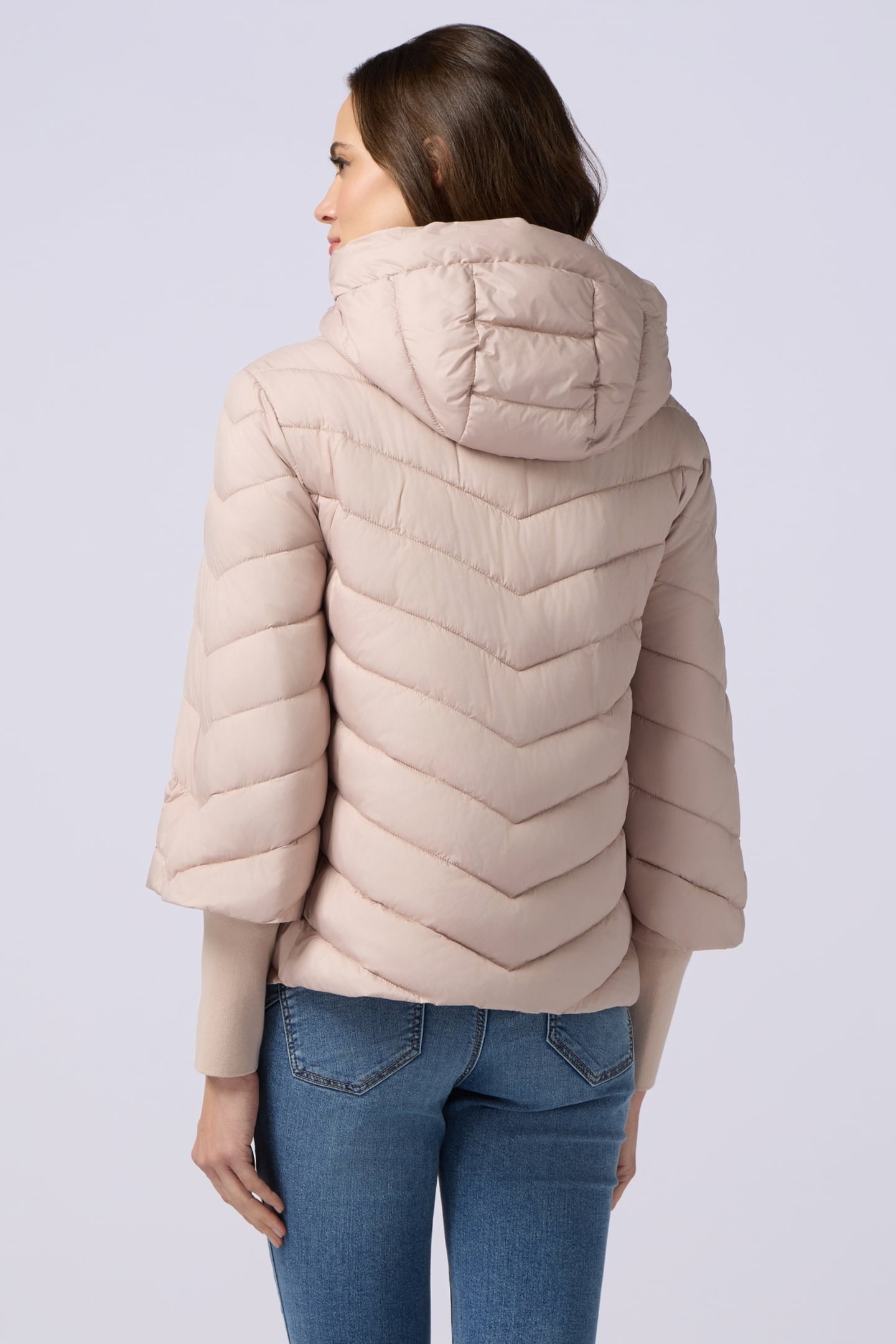 LIGHTWEIGHT DOWN JACKET WITH HOOD AND CUFFS PINK 3
