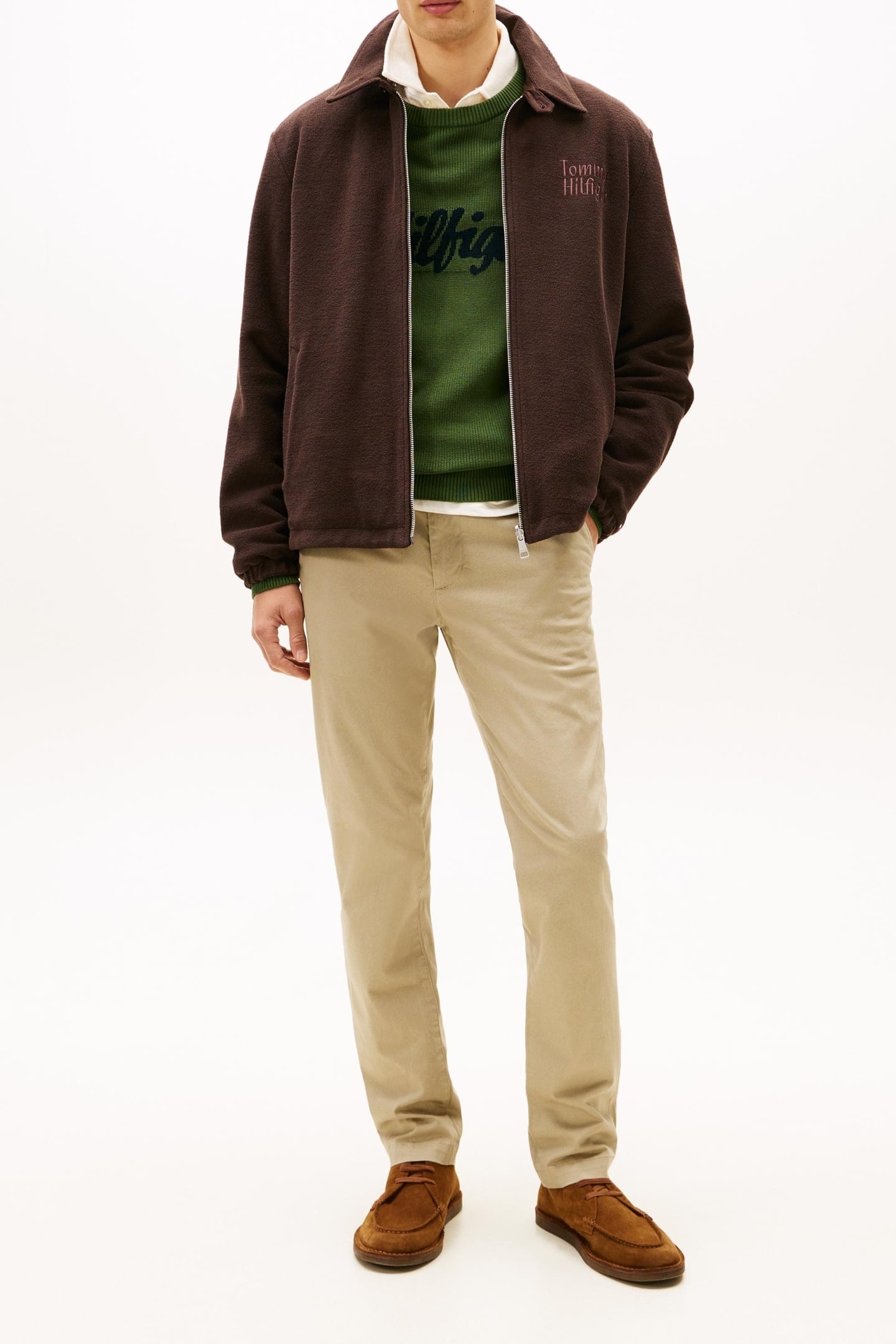 BLEECKER TEXTURED PRINT SLIM TROUSERS BATIQUE KHAKI 5