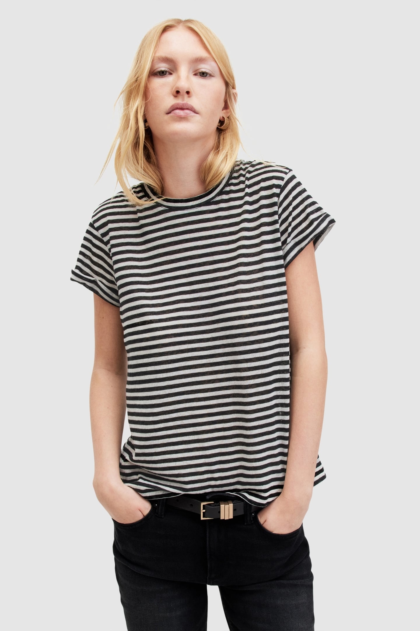 ANNA STRIPE TEE CHALK/INK 1
