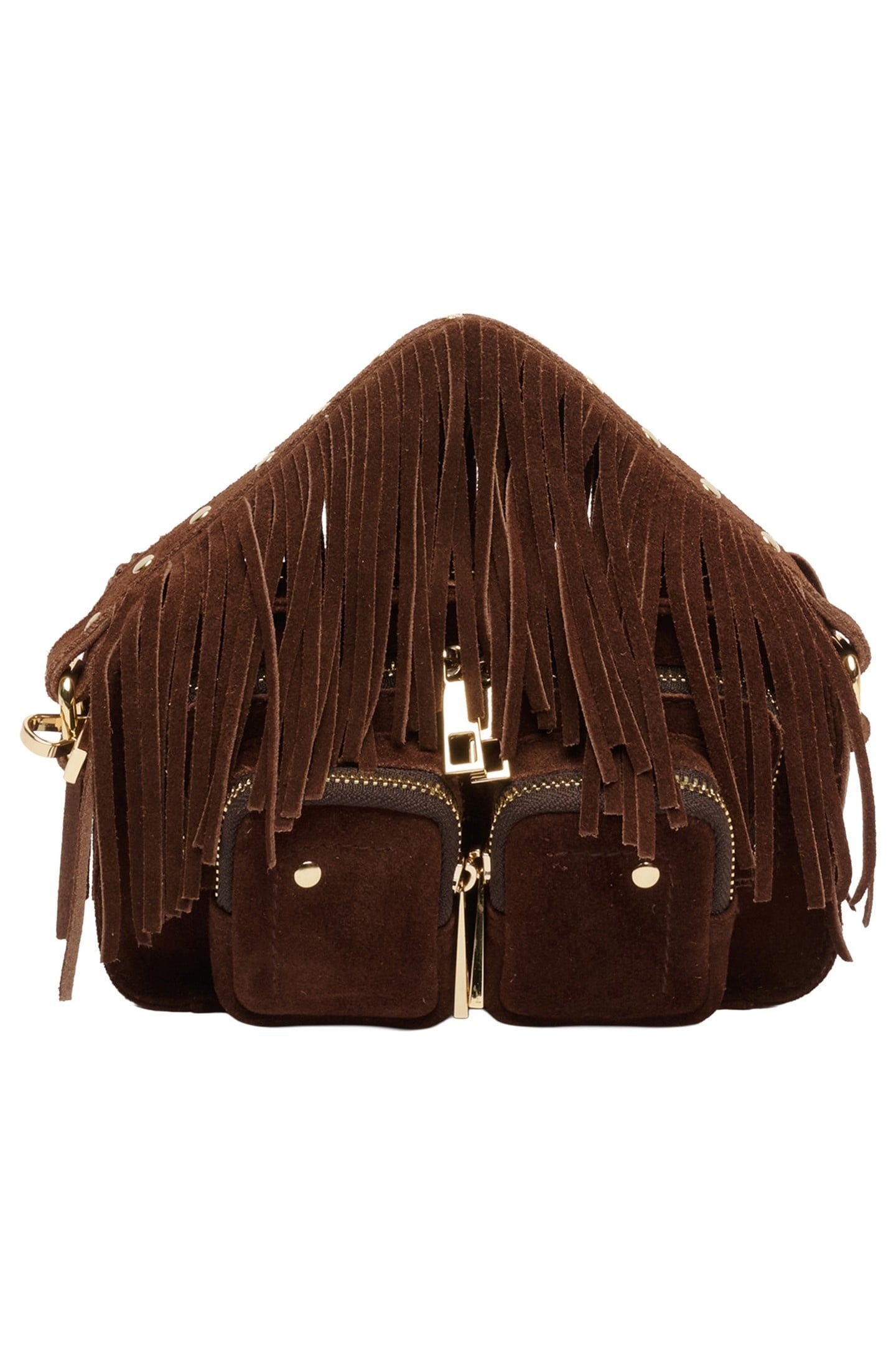 HELENA FRINGE SUEDE DARK BROWN W. GOLD 2