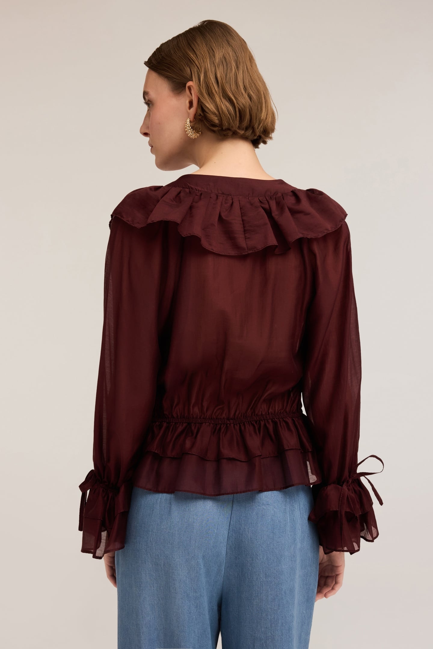 VOILE BLOUSE WITH FLOUNCES BURGUNDY 4