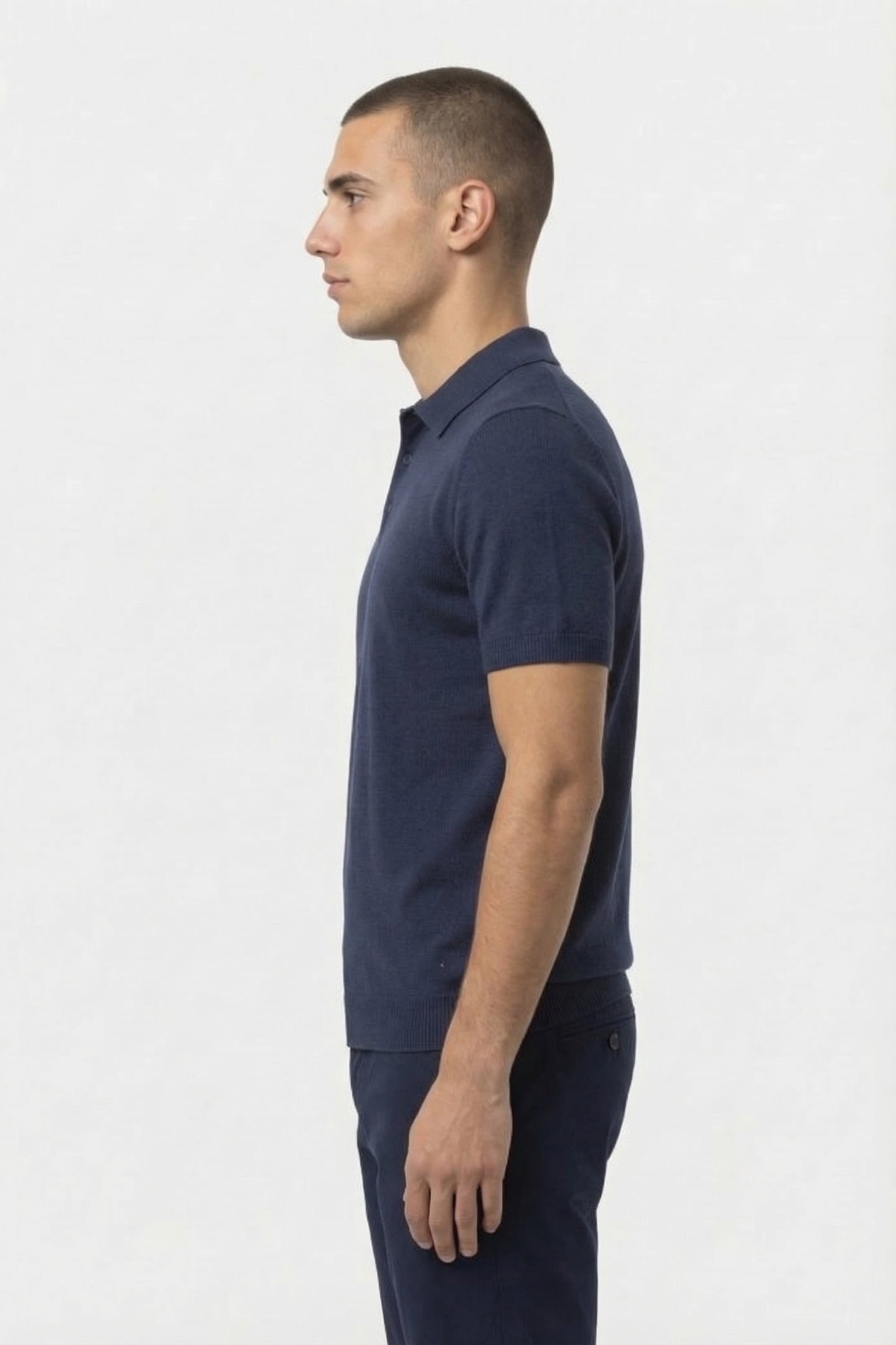 PULLOVER SHORT SLEEVE POLO BUTTON SOLID DEEP BLUE 3