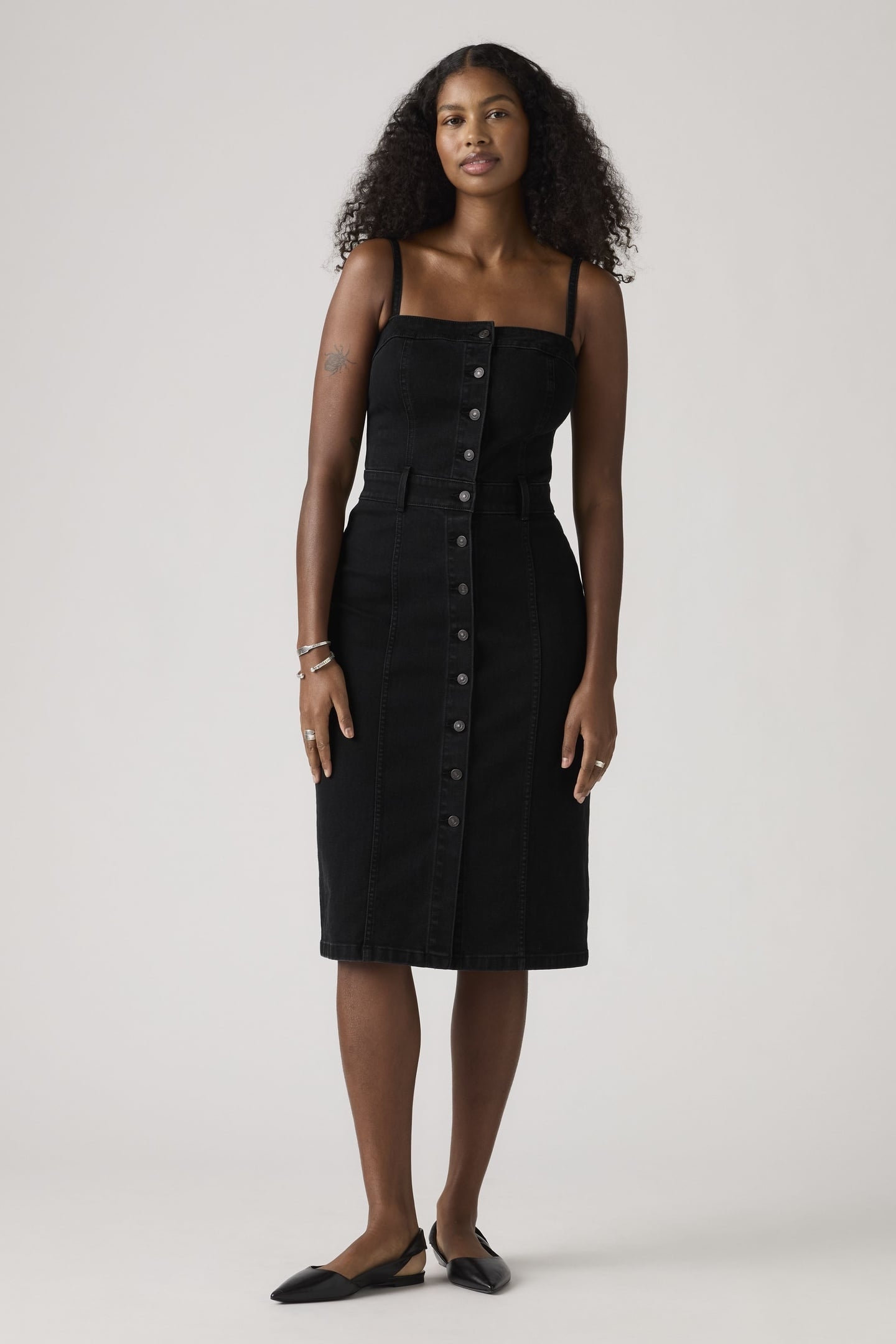 DENIM BUSTIER DRESS BLACK 1