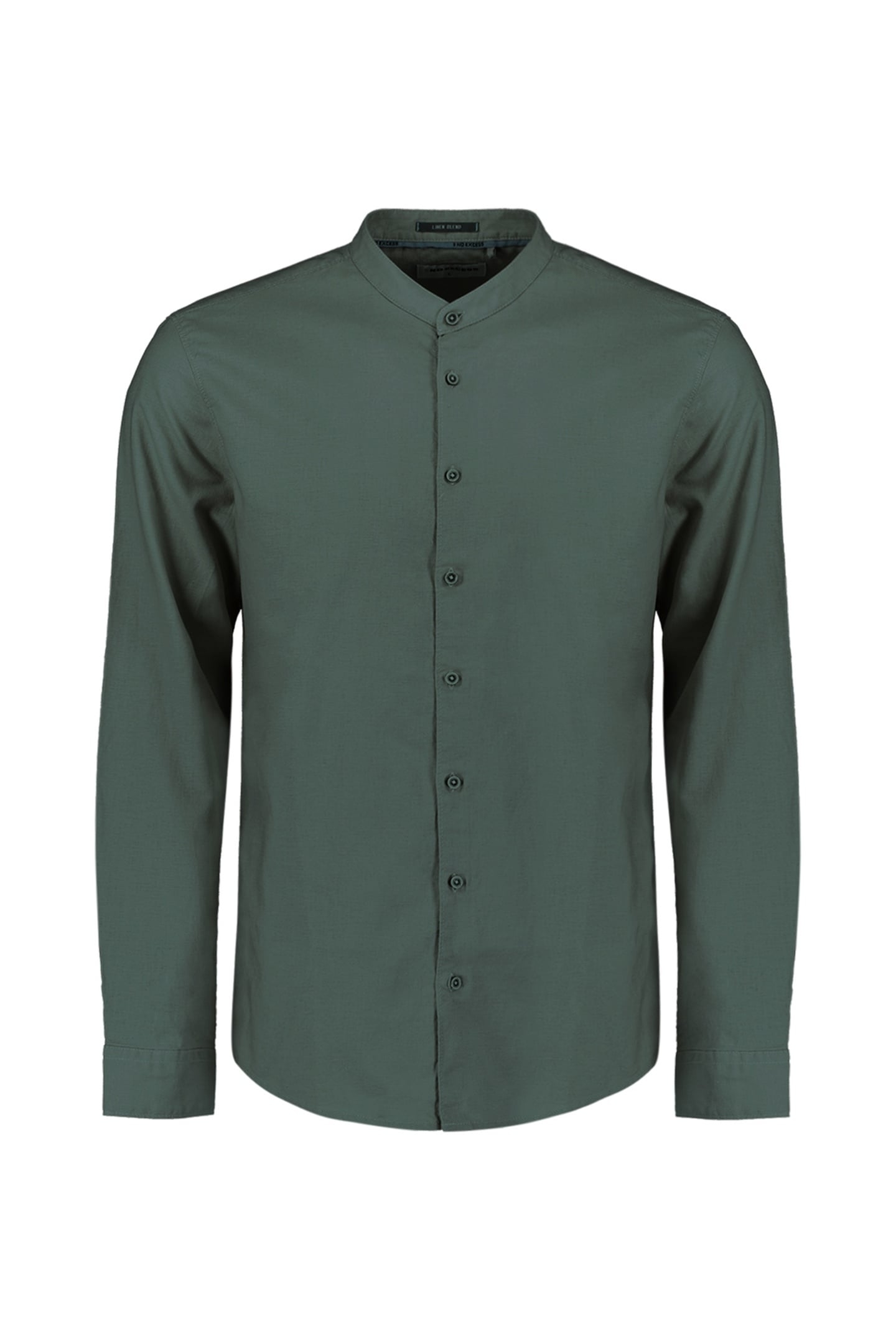 SHIRT GRANDDAD SOLID WITH LINEN DARK STEEL 1