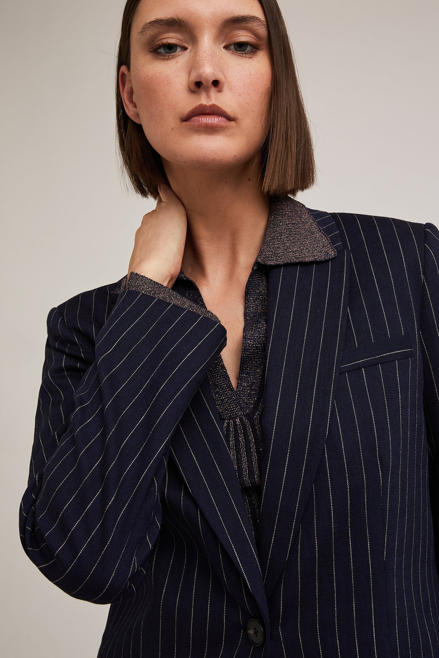 PINSTRIPED SINGLE-BREASTED BLAZER BLUE 5