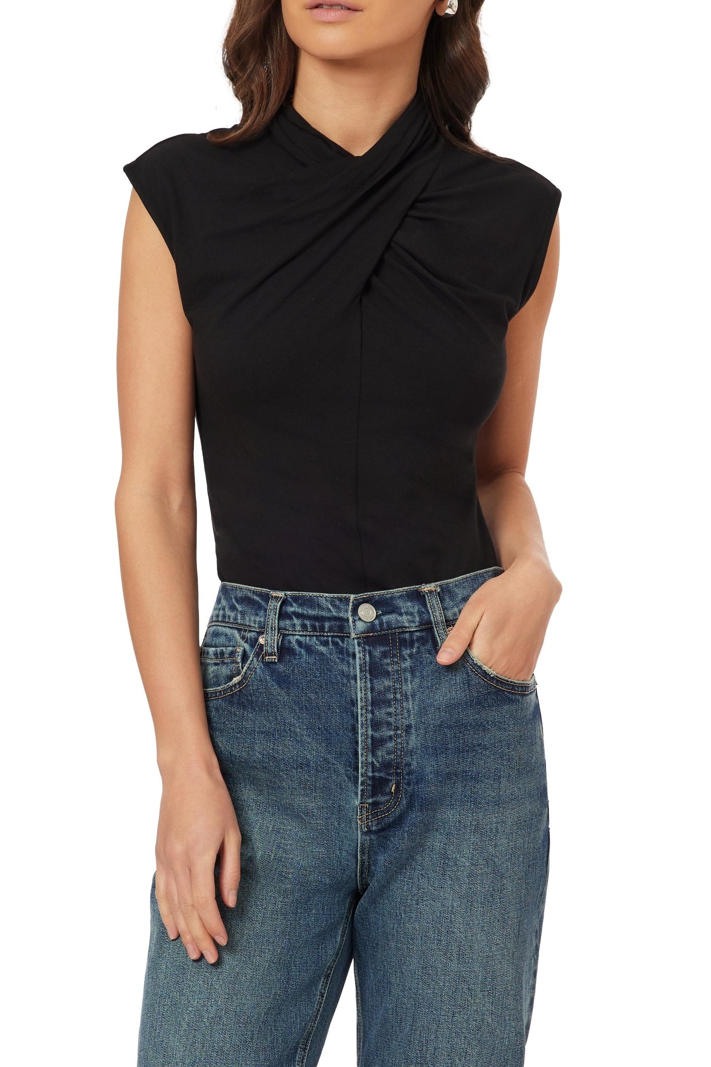 DRAPED NECK TOP BLACK NIGHT 3