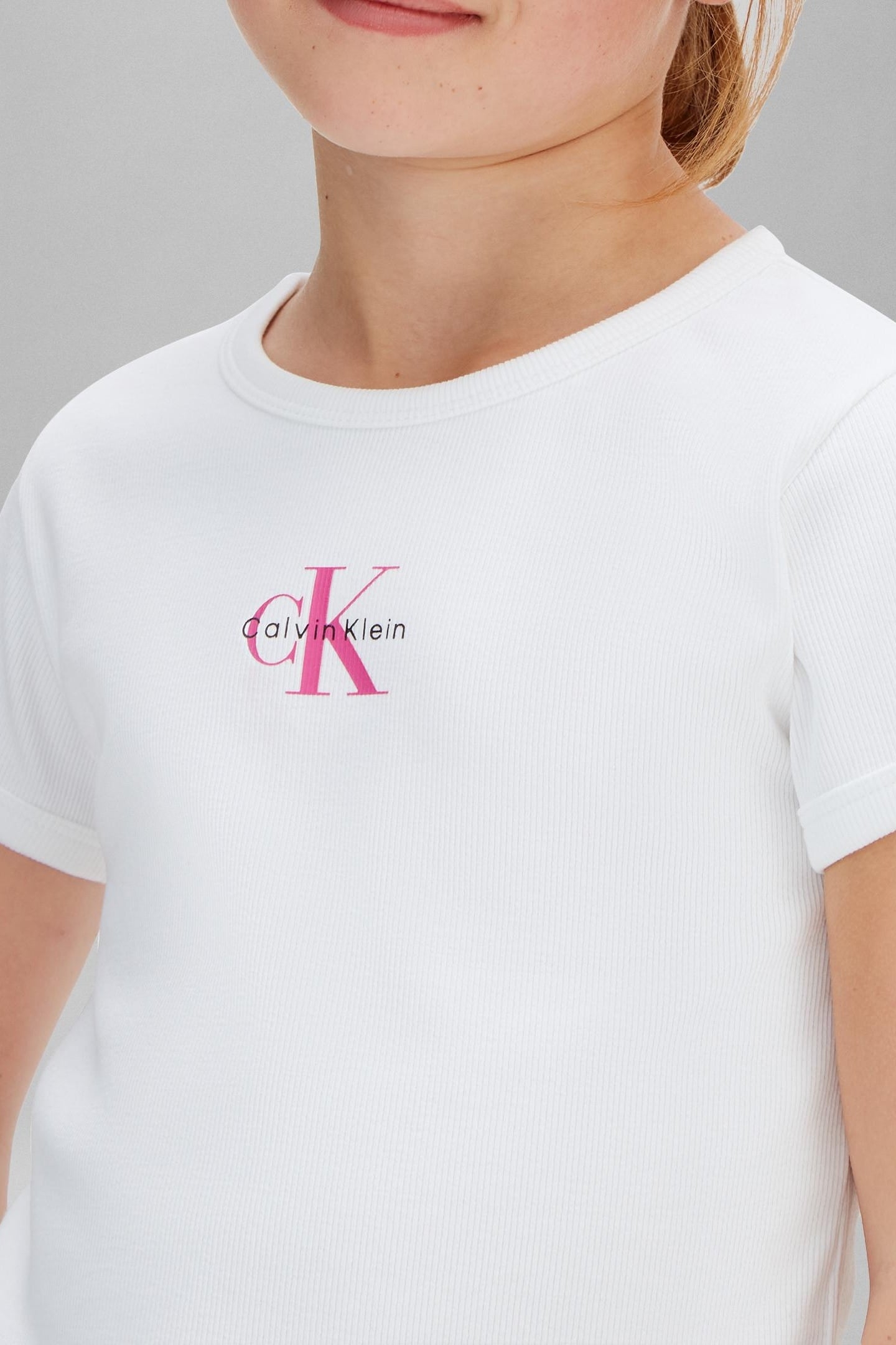 GIRLS MONOLOGO RIB BABY TEE BRIGHT WHITE 5