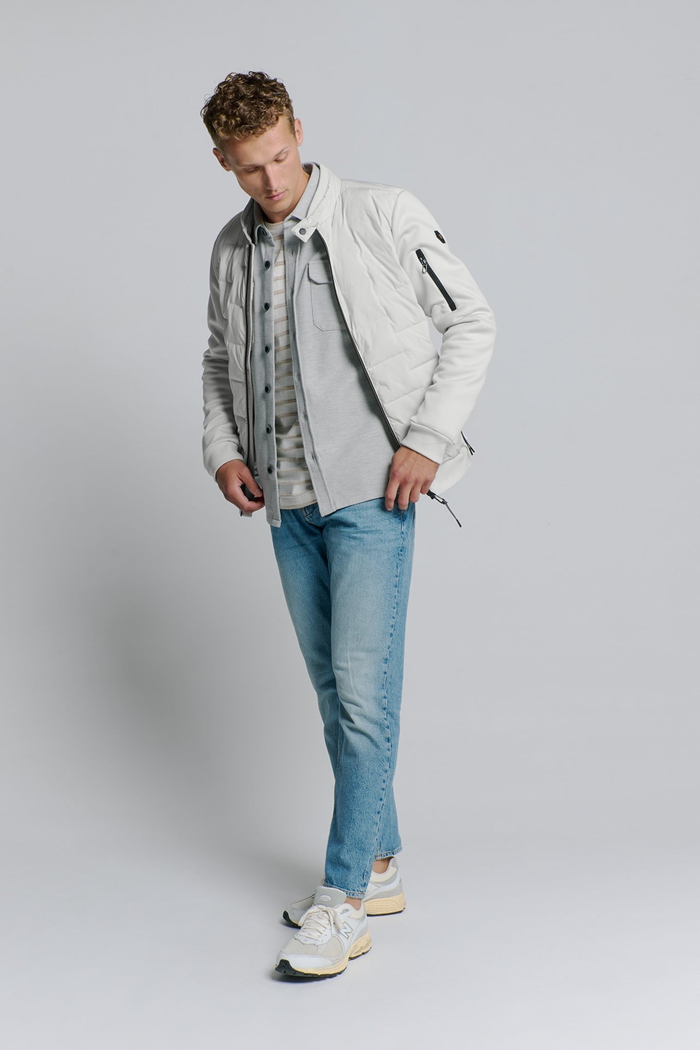 JACKET SHORT FIT SEALED KNITTED MIX CHALK 3