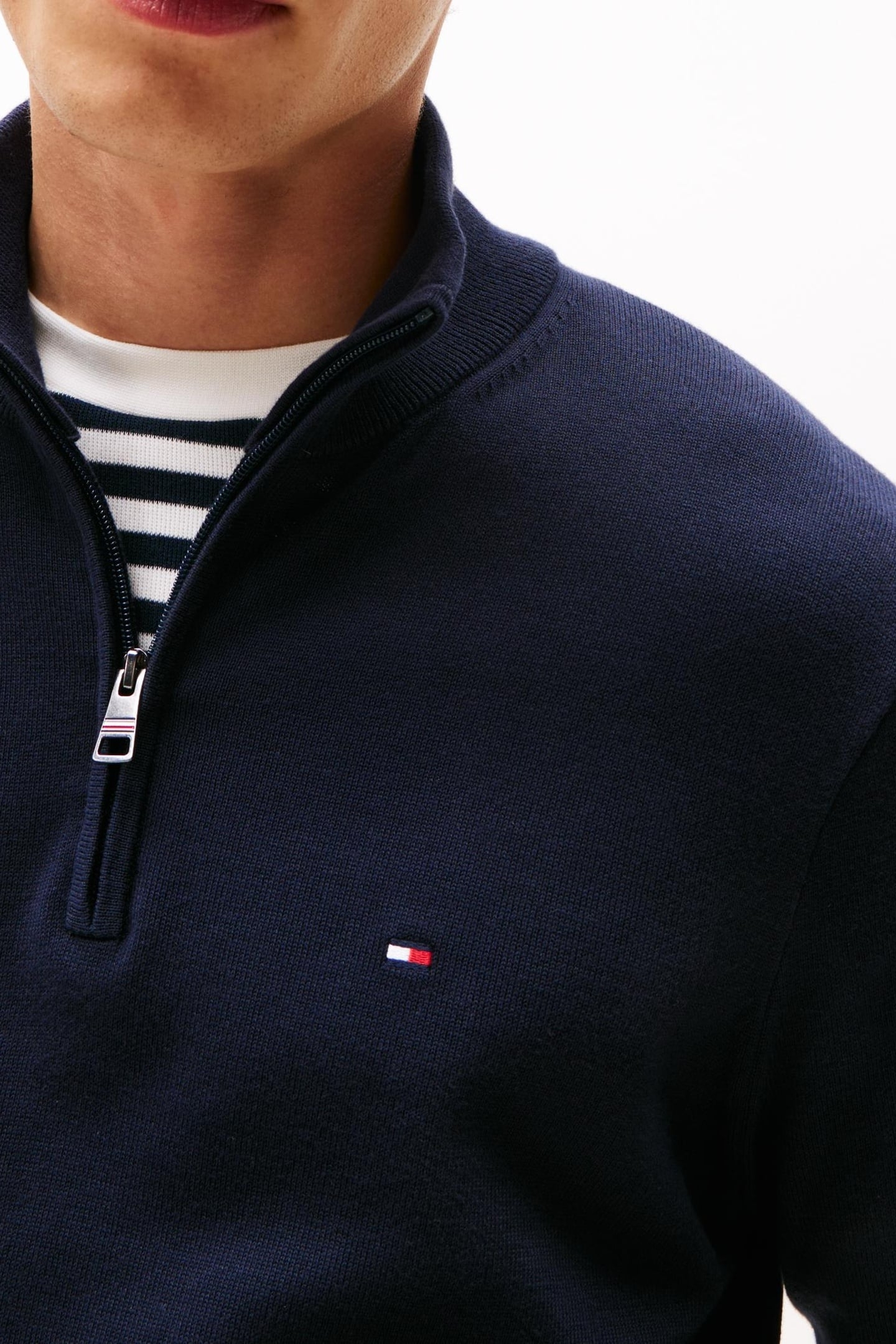 ESSENTIAL COTTON HALF ZIP NAVY BLUE 8
