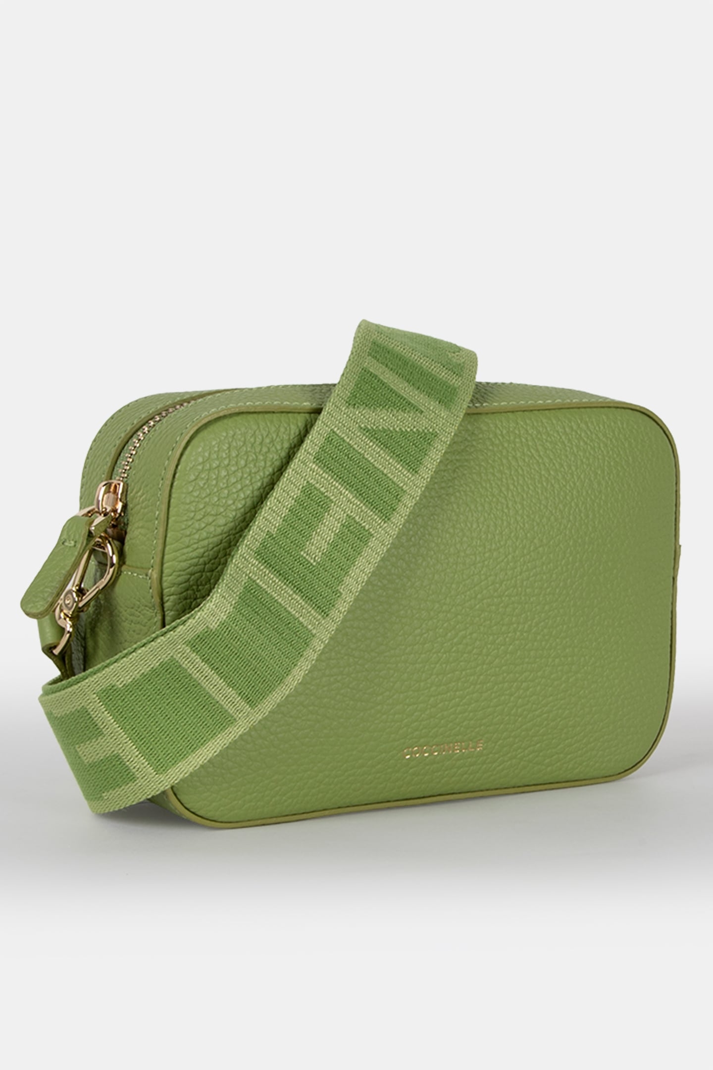LEATHER CAMERA CROSS BODY BAG IN LIME GREEN 3