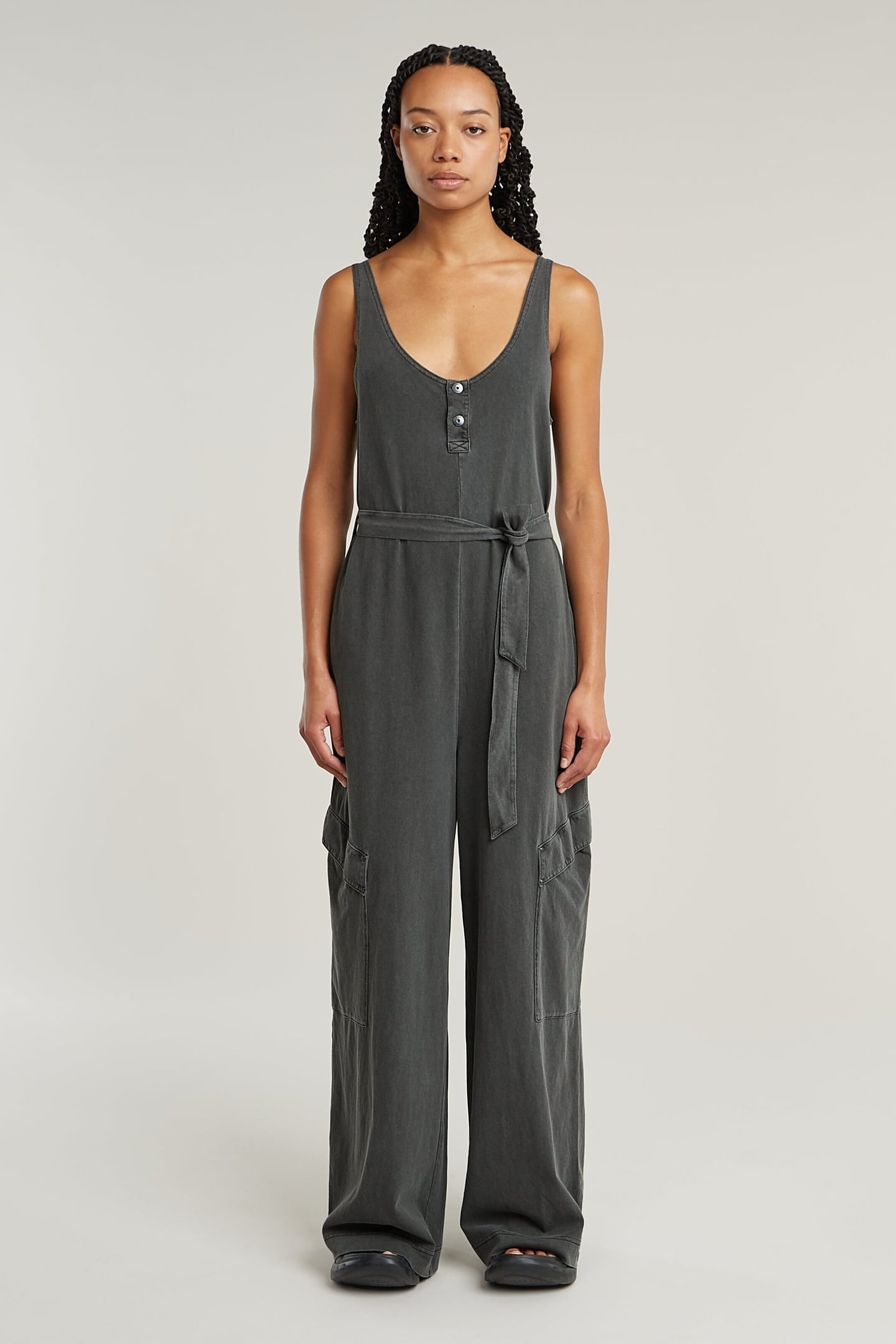 OVERDYED UTILITY LOOSE JUMPSUIT DK BLACK GD 2