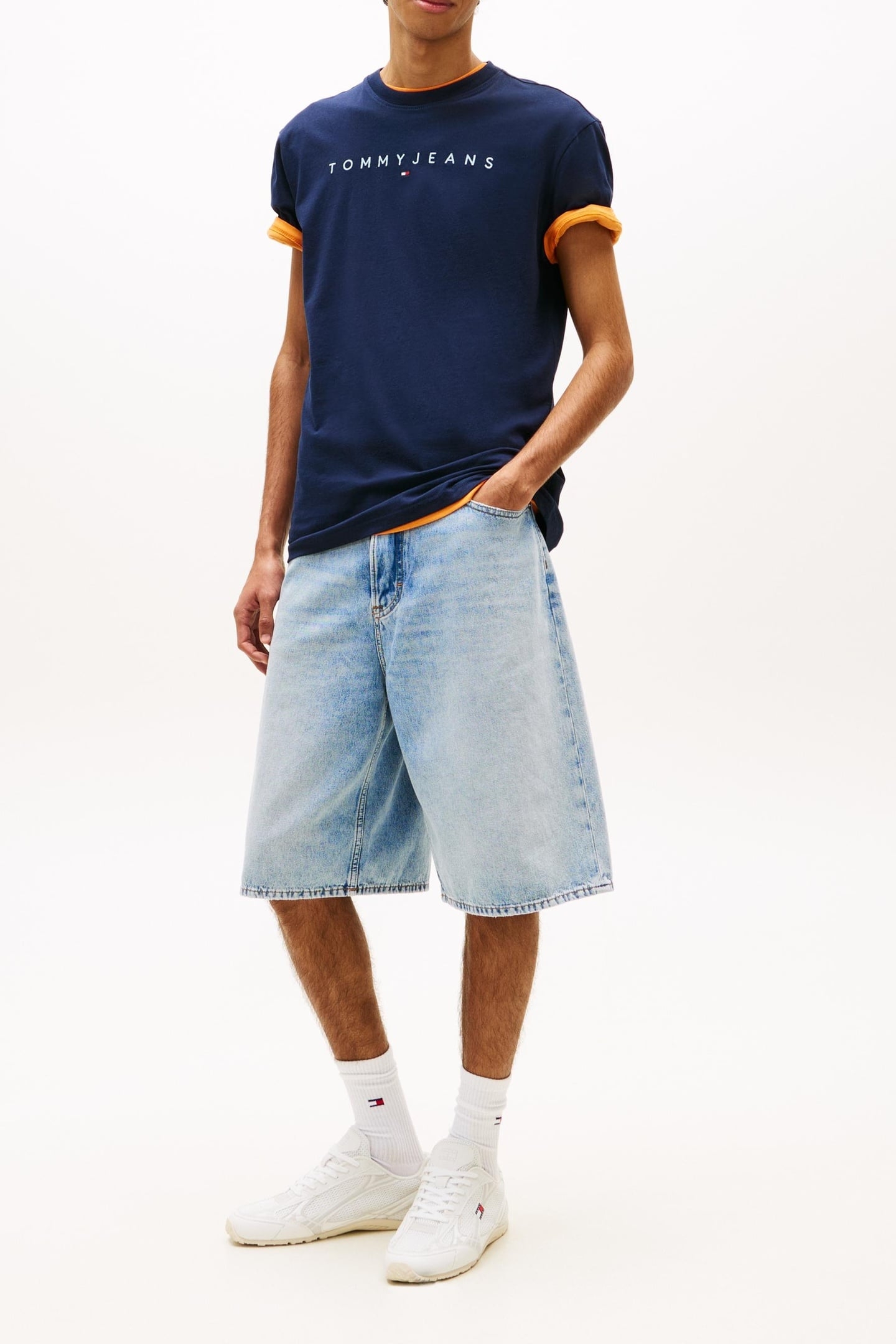 LINEAR LOGO EMBROIDERY JERSEY T-SHIRT NAVY 2