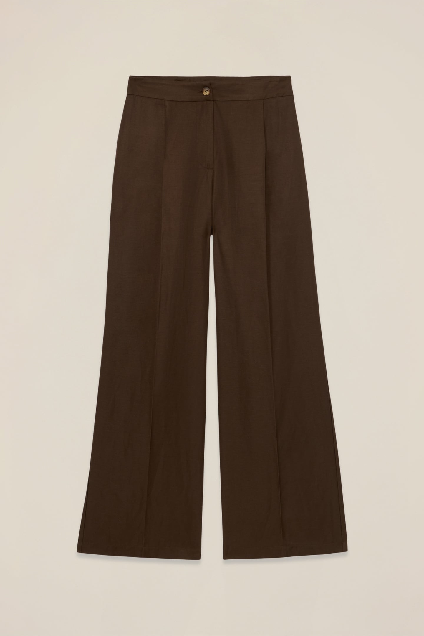 WIDE-LEG LINEN BLEND TROUSERS BROWN 4