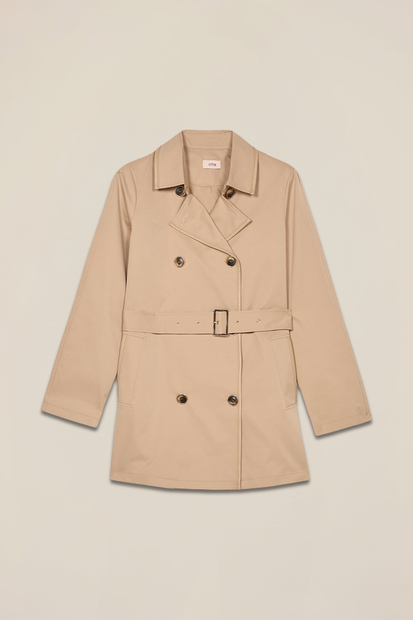 TRENCH COAT WITH COATED FABRIC TRIM BEIGE 6