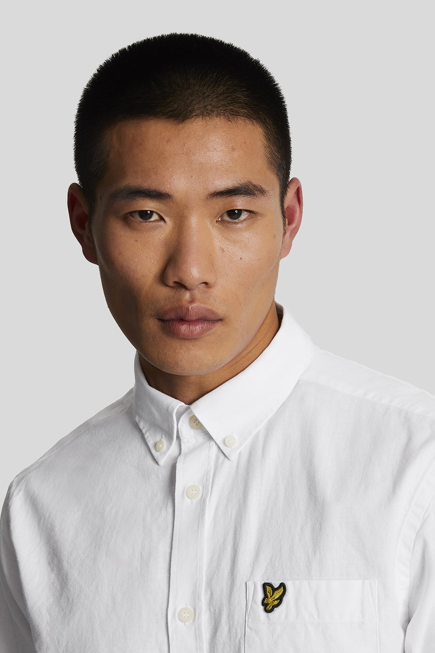 COTTON LINEN BUTTON DOWN SHIRT WHITE 5