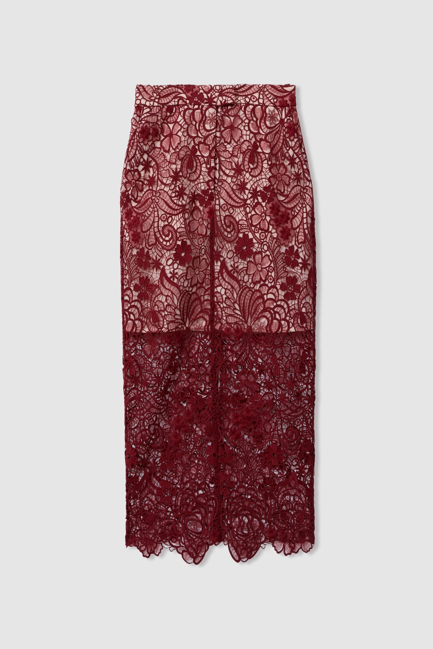 LACE PENCIL SKIRT BURGUNDY 4