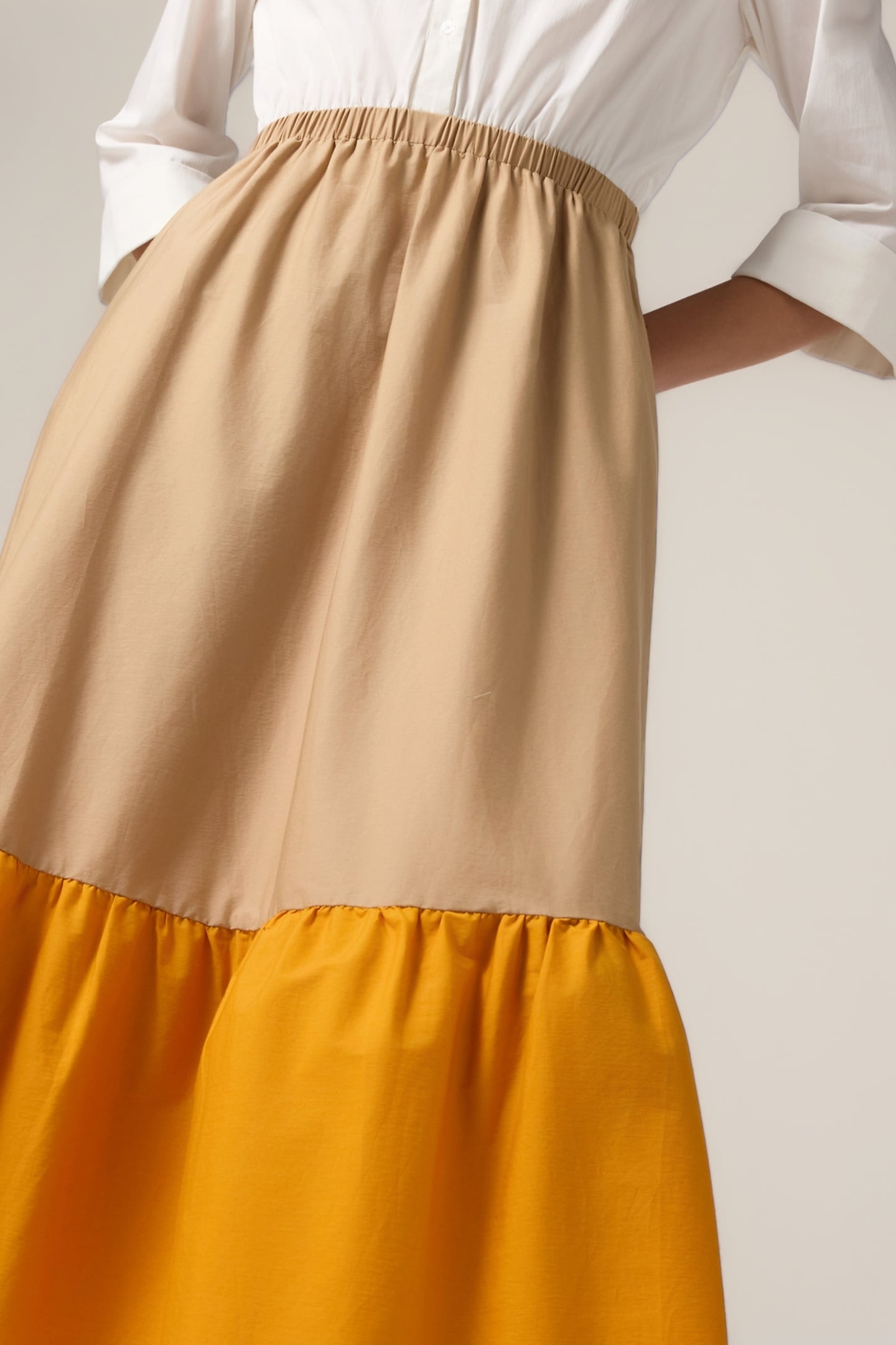 LONG COLOR BLOCK DRESS ORANGE 4