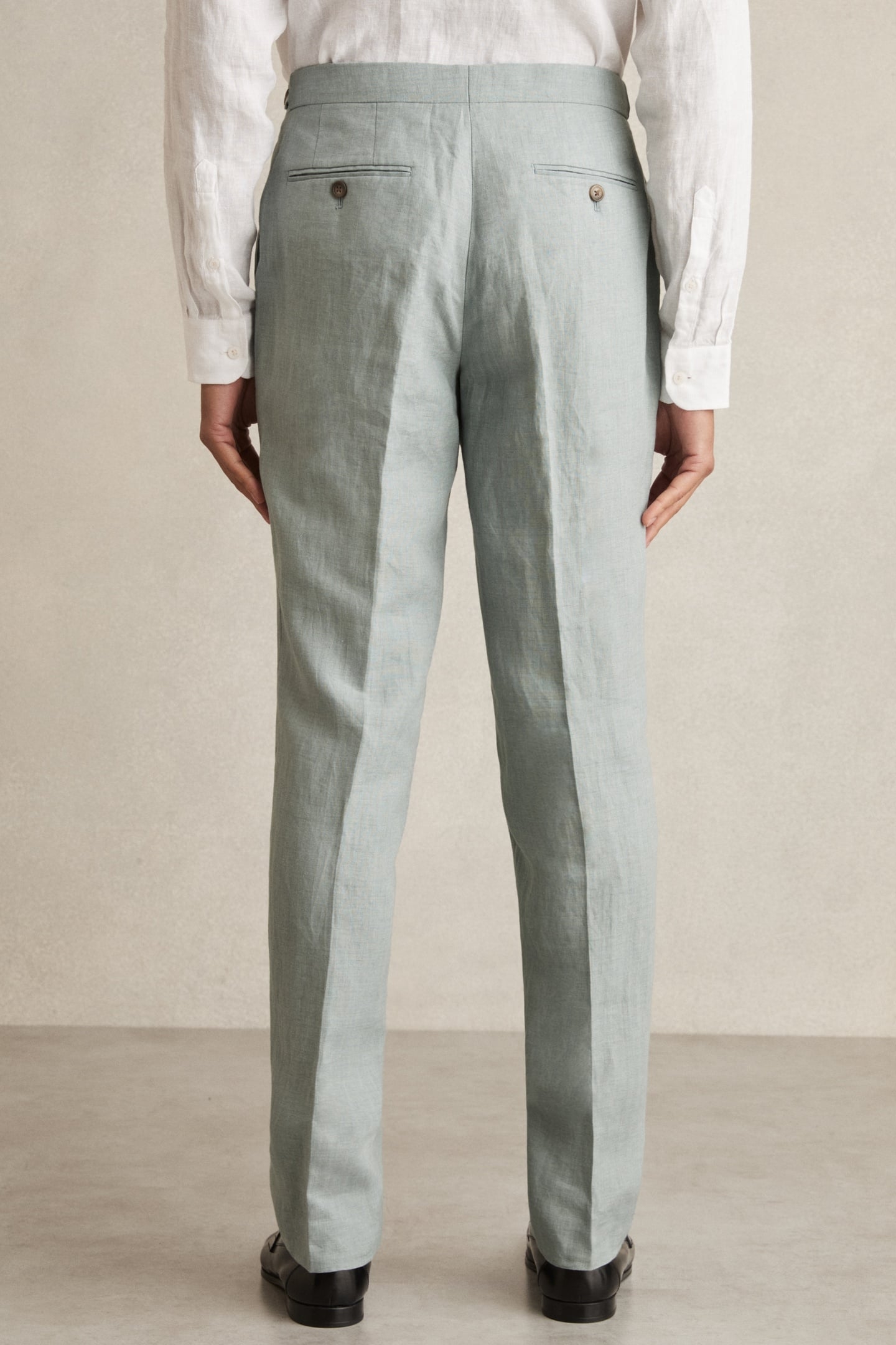 LINEN SLIM MIXER TROUSER OCEAN GREEN 3
