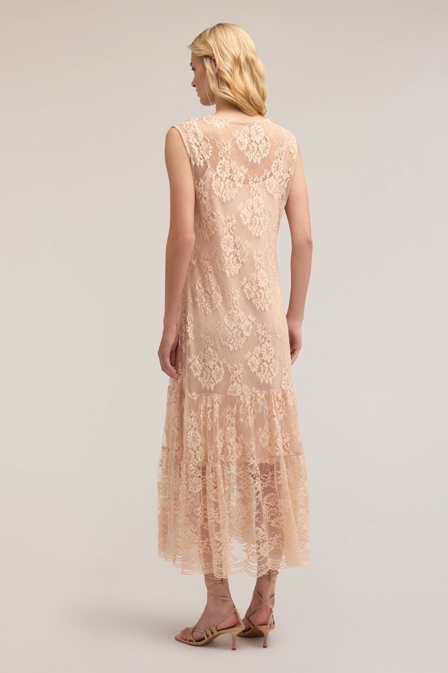 LONG LACE DRESS WITH SLIP POWDER PINK 2