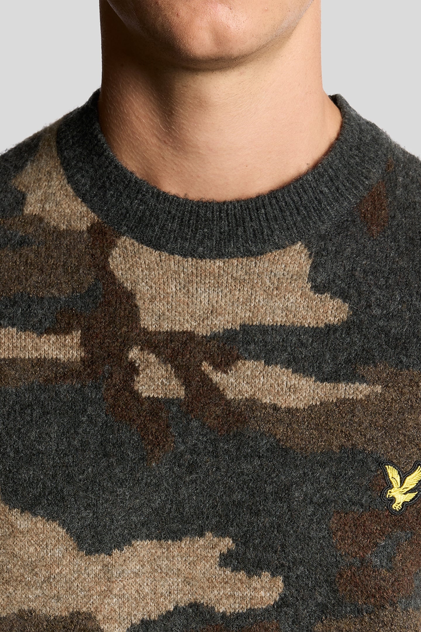 BRUSHED CAMOUFLAGE CREW NECK JUMPER BLACK STEEL 5