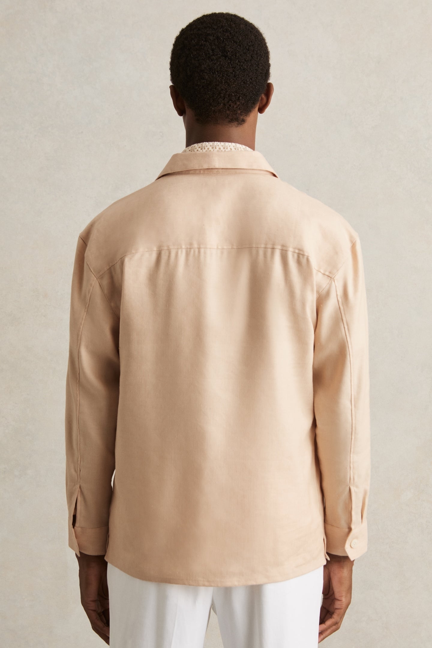LS LINEN TWIN POCKET OVERSHIRT STONE 1