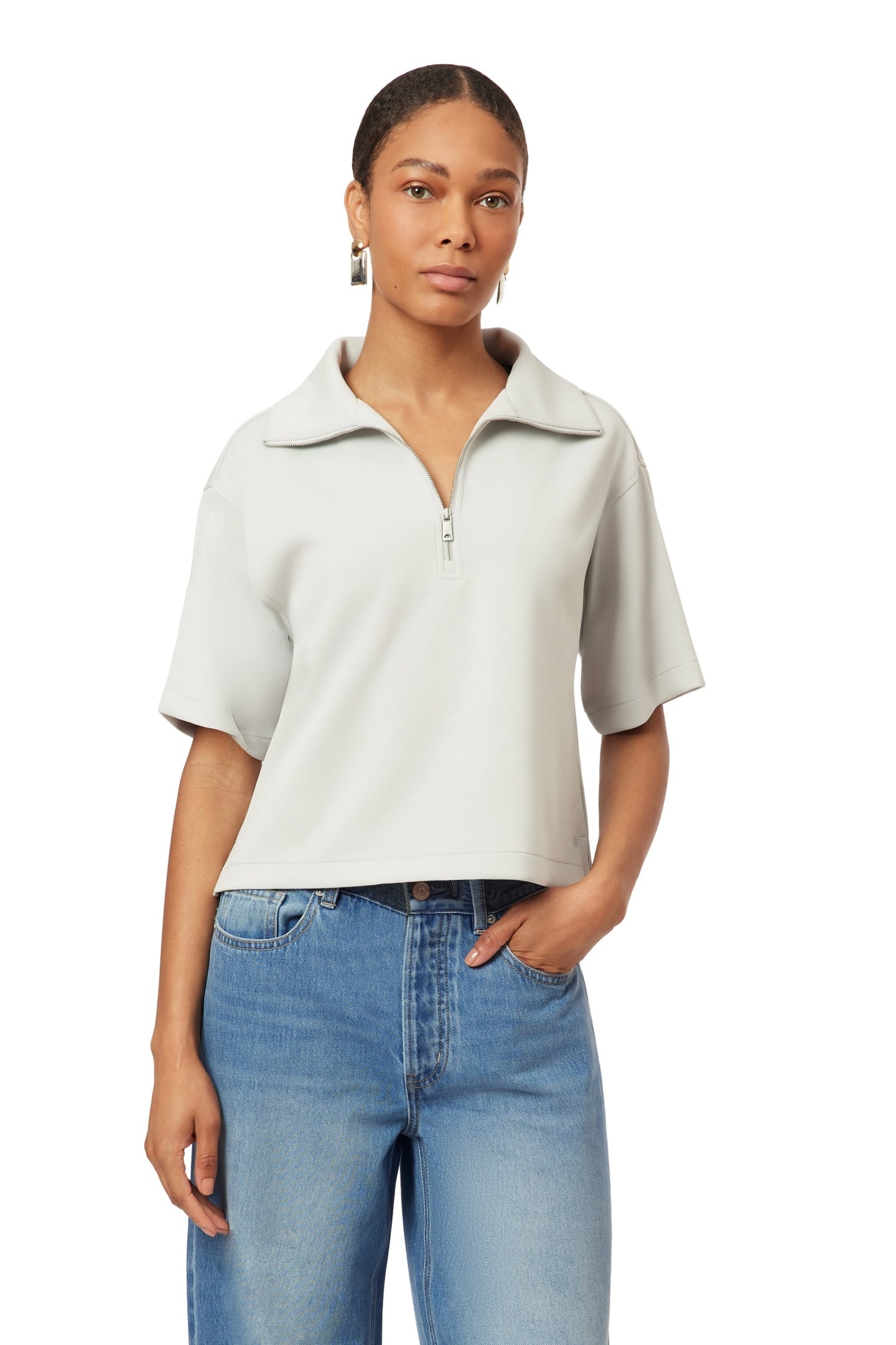 QUARTER ZIP TEE LUNAR ROCK 1