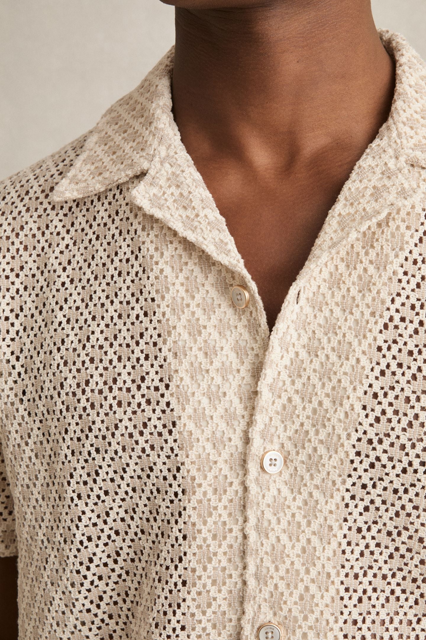 SS GEO CROCHET CUBAN SHIRT OATMEAL 4