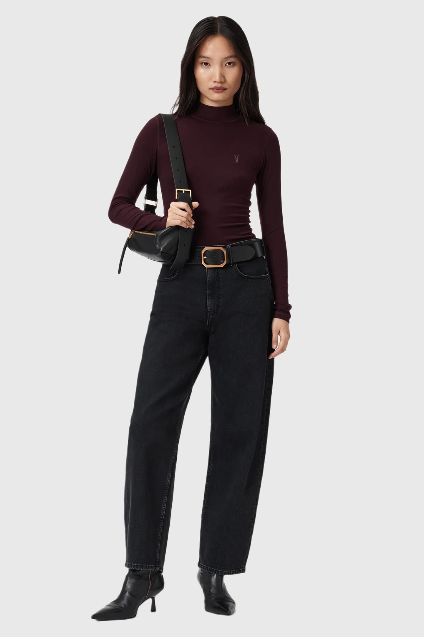 RINA LS ROLL NECK OXBLOOD RED 5