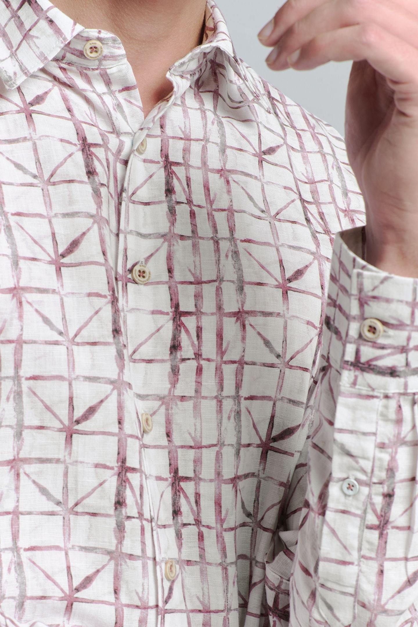 SHIRT ALLOVER PRINTED WITH LINEN MAUVE 7