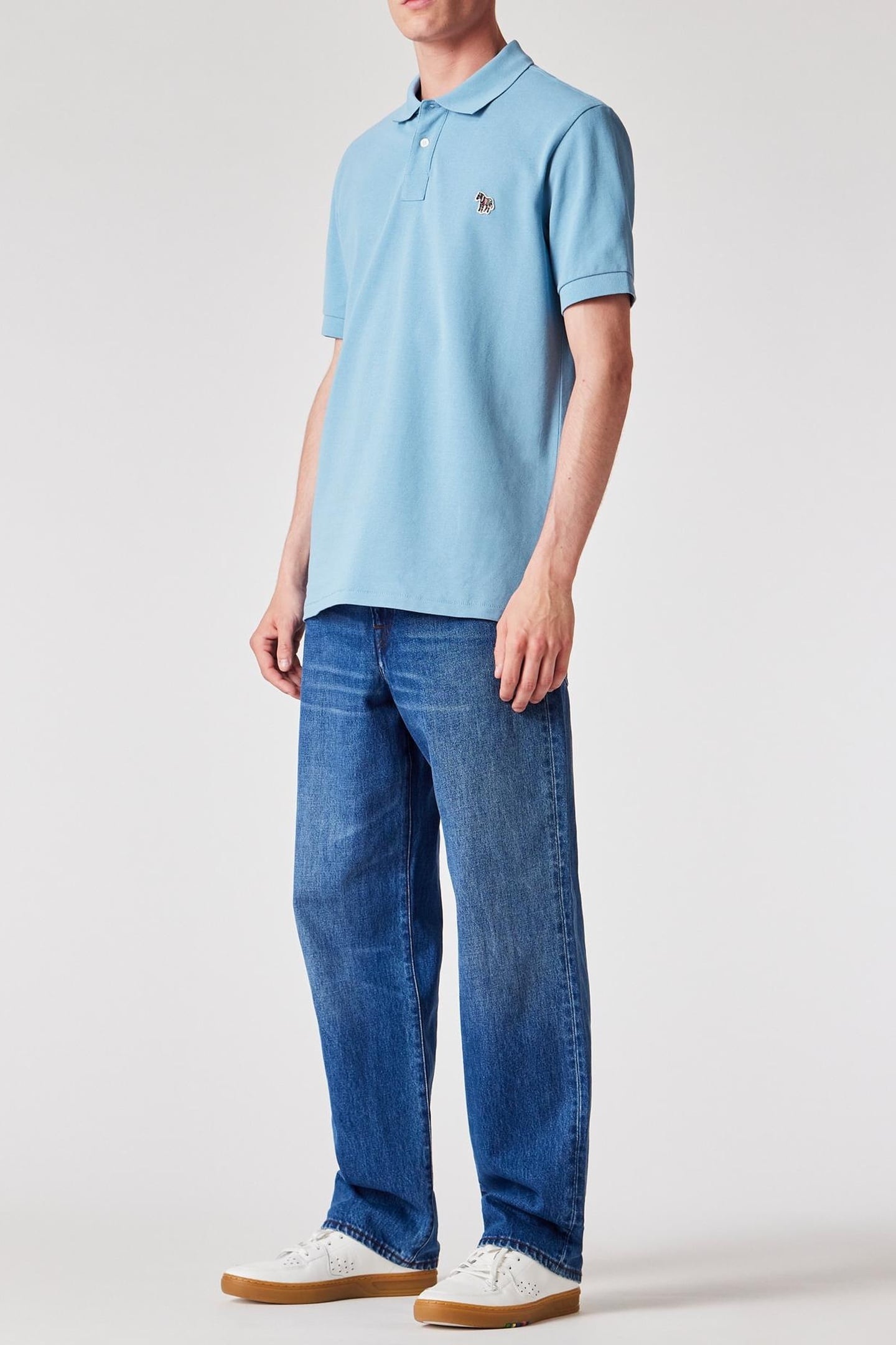 REG FIT SS POLO SHIRT ZEBRA LIGHT BLUE 2