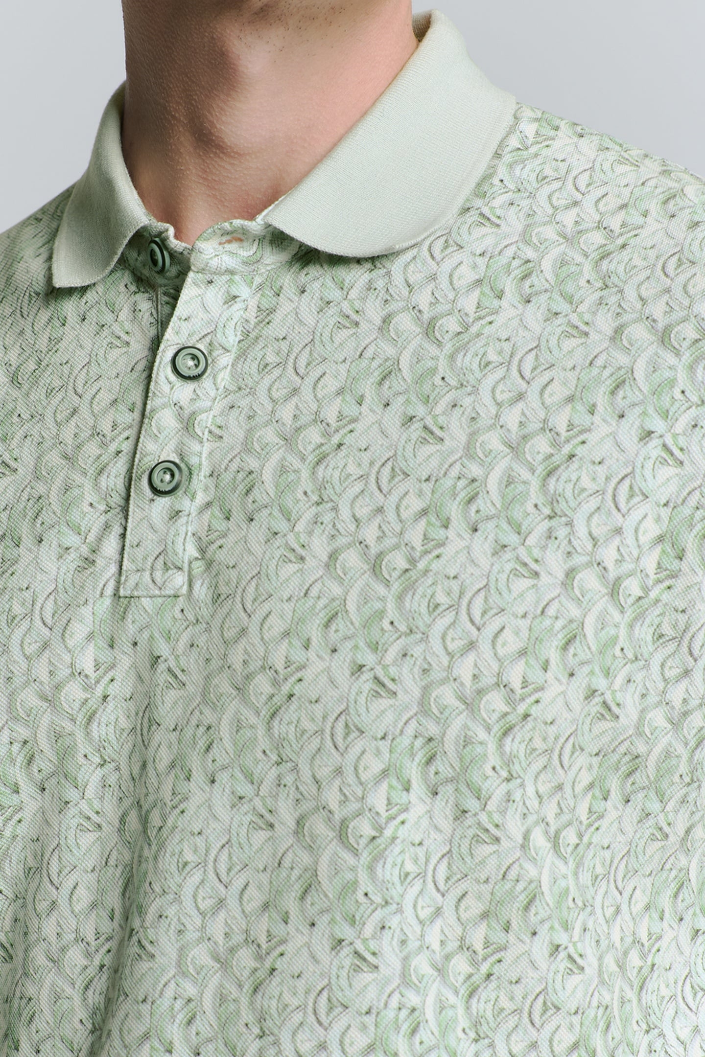 POLO PIQUE ALLOVER PRINTED GREEN 7
