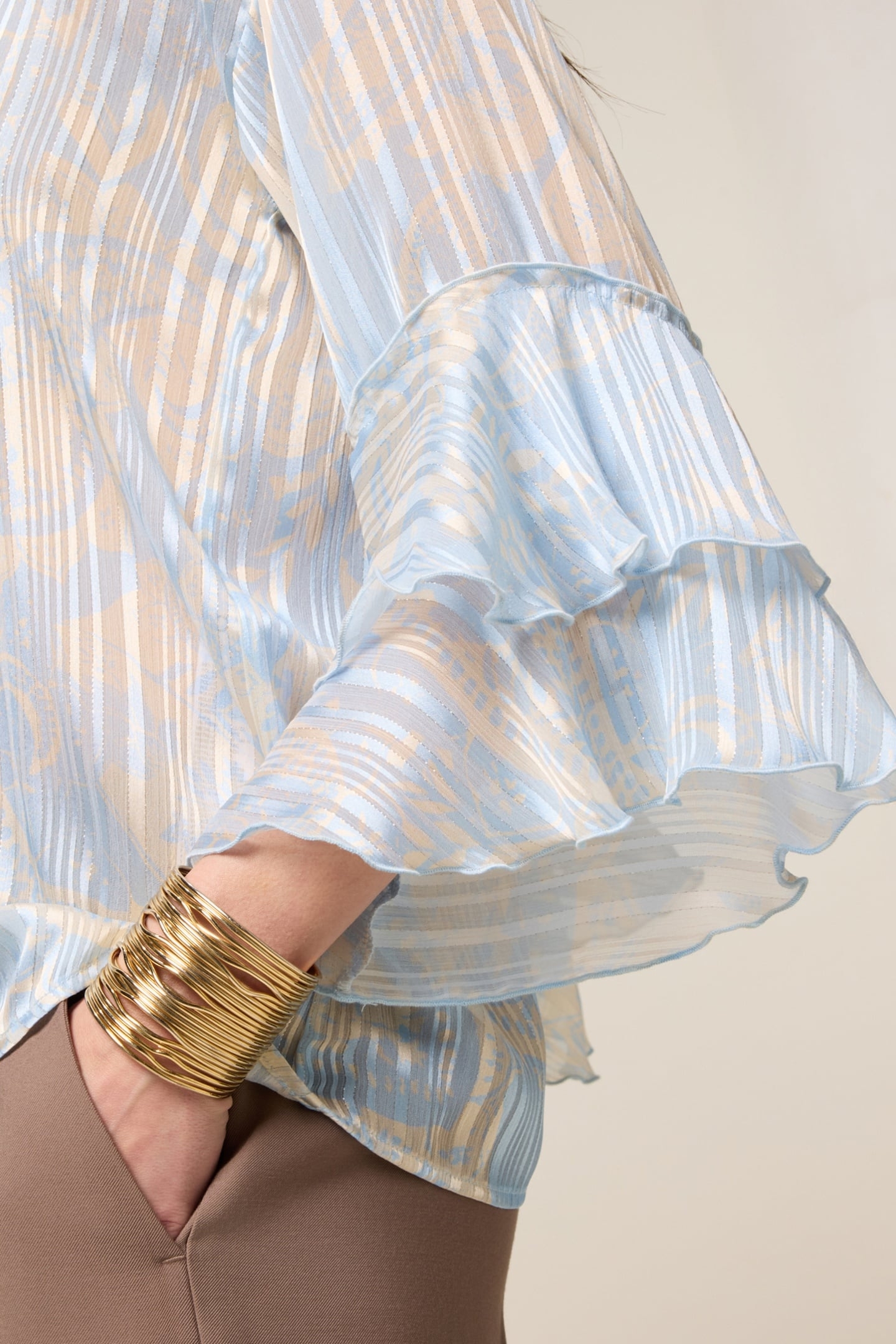 GEORGETTE BLOUSE WITH RUFFLE LIGHT BLUE 4