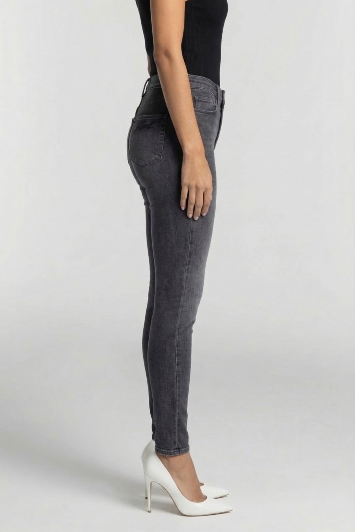 DARK GREY DENIM SKINNY DENIM PANTS 3