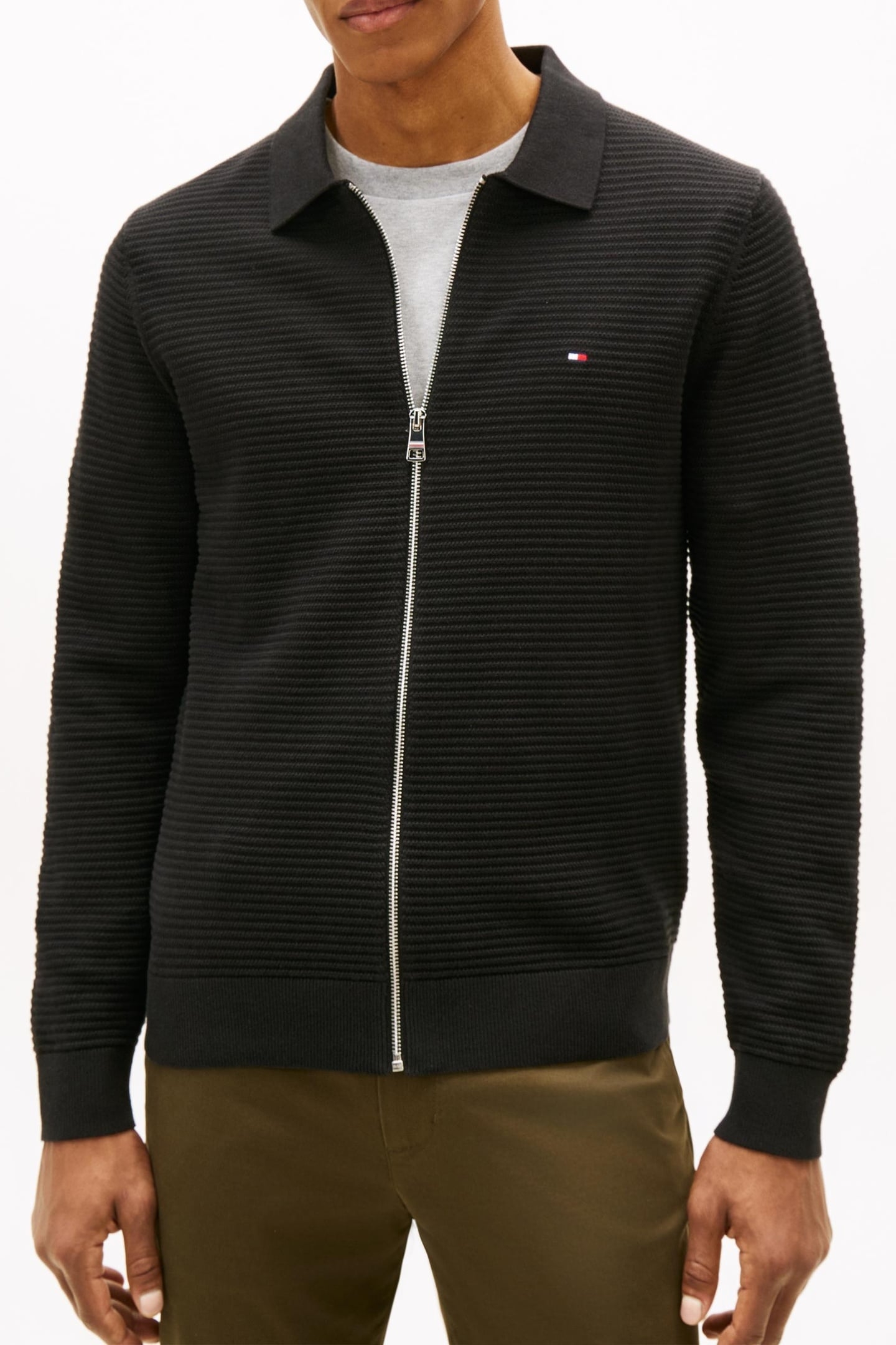 SEASONAL STRUCTURE ZIP SWEATER BLACK 1