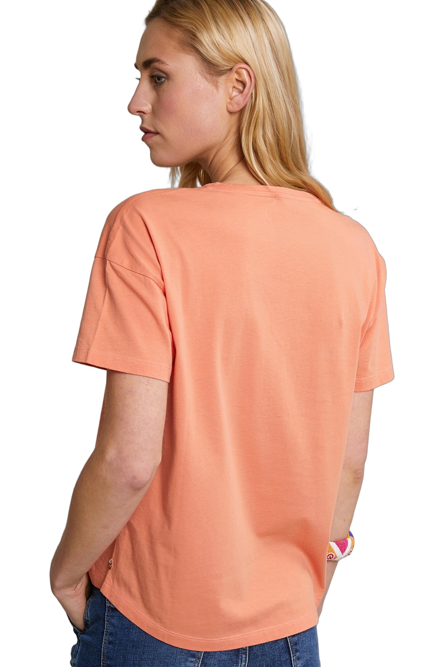 ORANGE BASIC V-NECK T-SHIRT SHORT SLEEVES 3