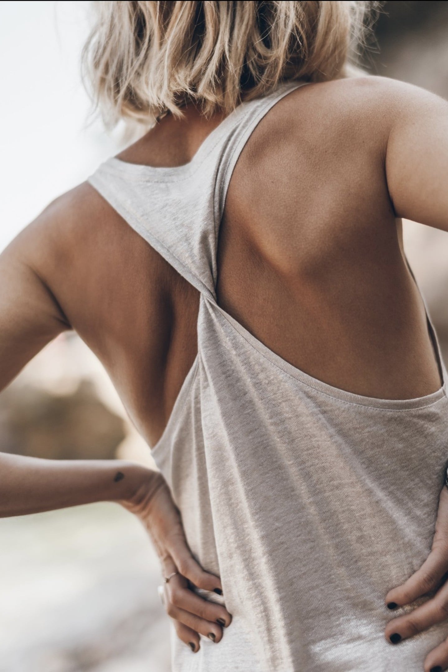 THE LIGHT SPARKLY LINEN TWISTED TANK DRESS WHITE 3