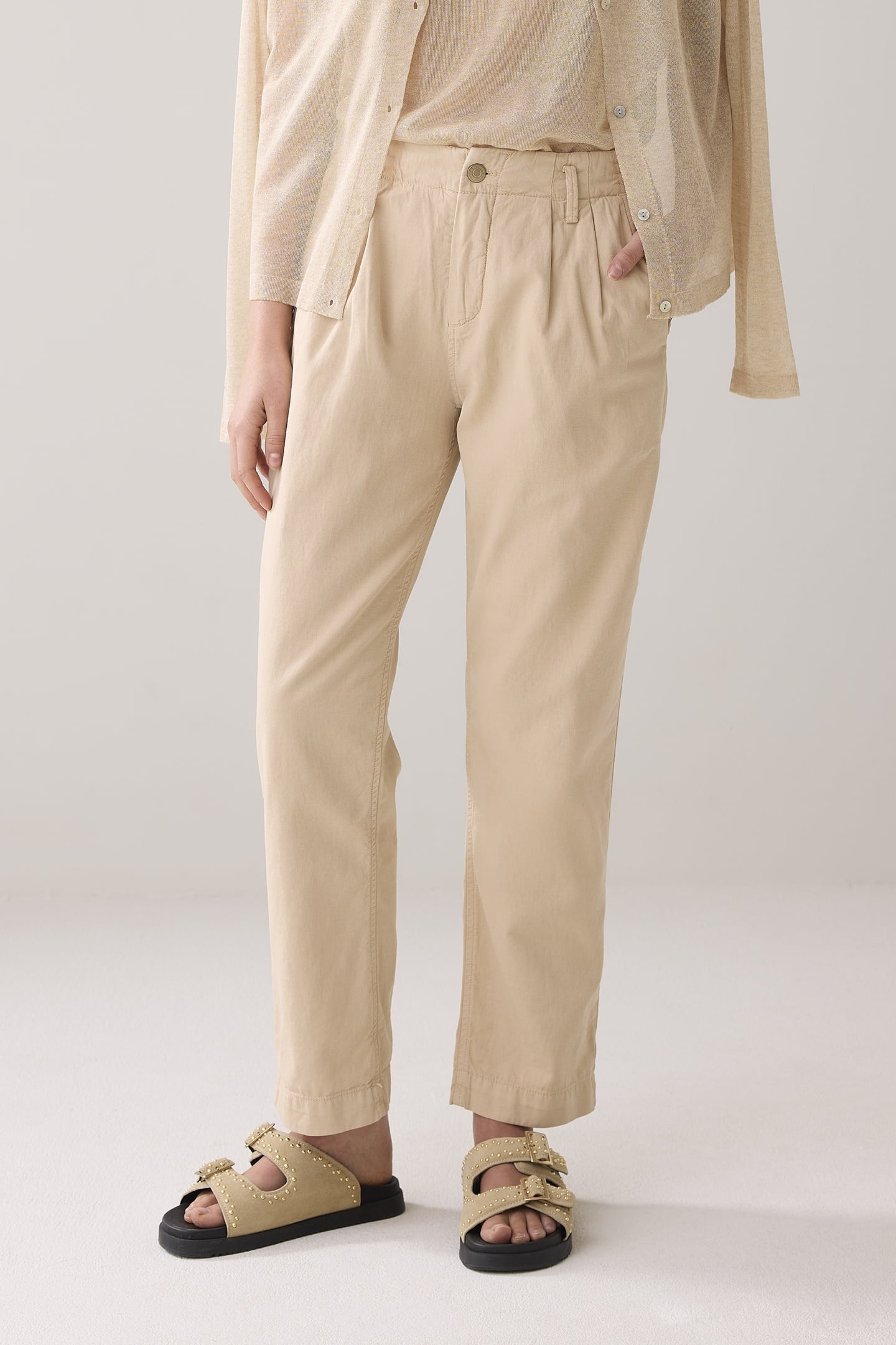 TAPERED CHINO COTTON LINEN TWILL SESAME 1