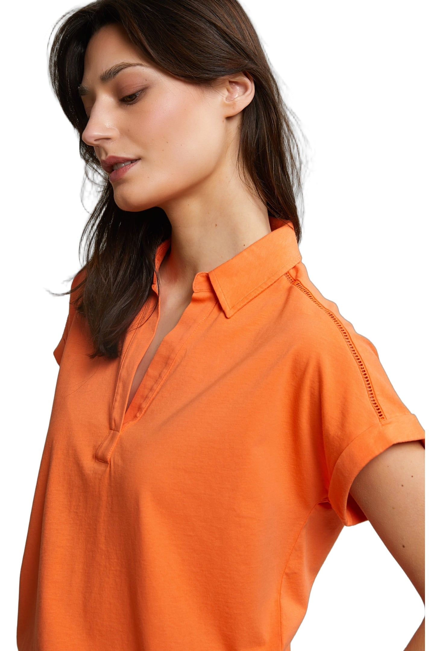 ORANGE V-NECK POLO T-SHIRT SHORT SLEEVES 4