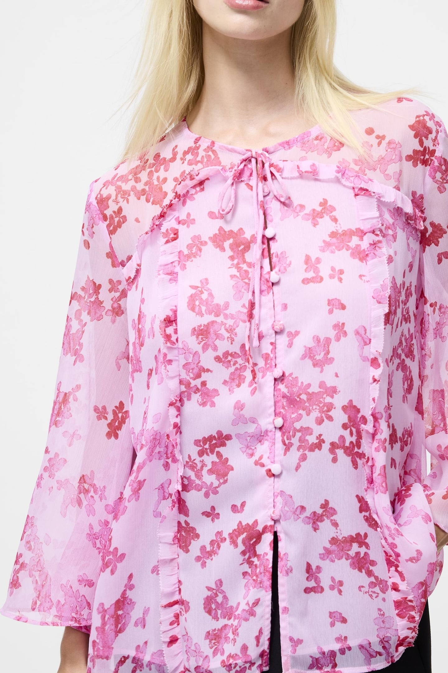 ISLA HALLIE CRINKLE TIE NK TOP VIOLET PINK MULTI 2